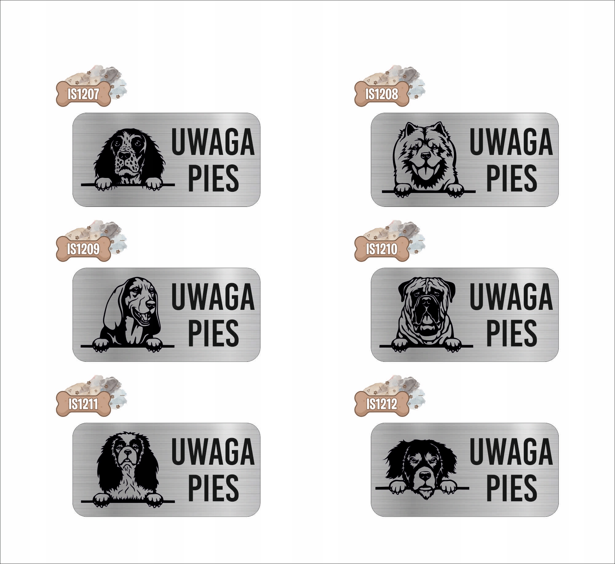 GRAWER Tabliczka nierdzewna laminat 20x10 cm UWAGA PIES PUDEL PUDELEK