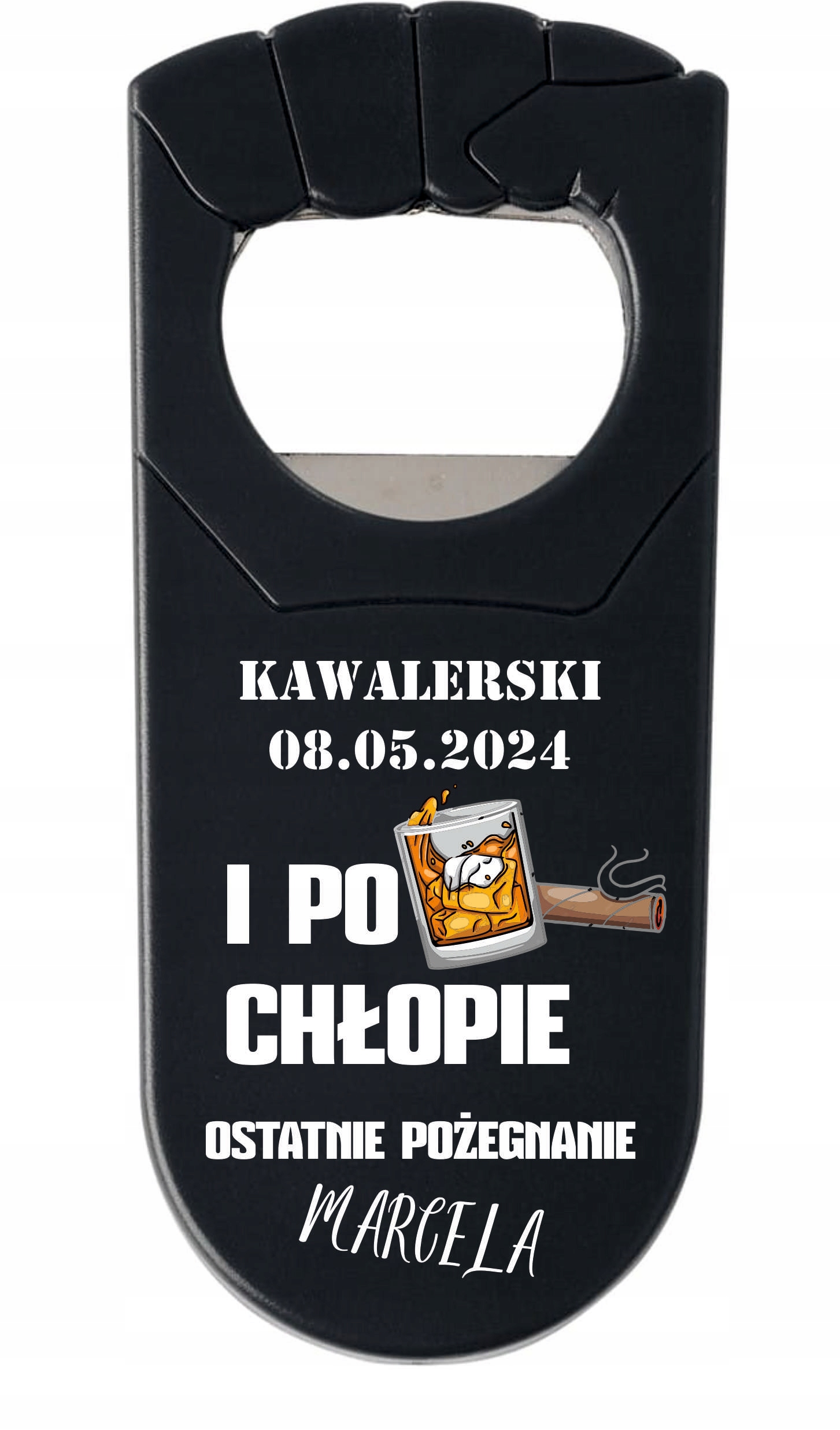OTWIERACZ Z NADRUKIEM UV prezent NA WIECZÓR KAWALERSKI + IMIĘ DATA
