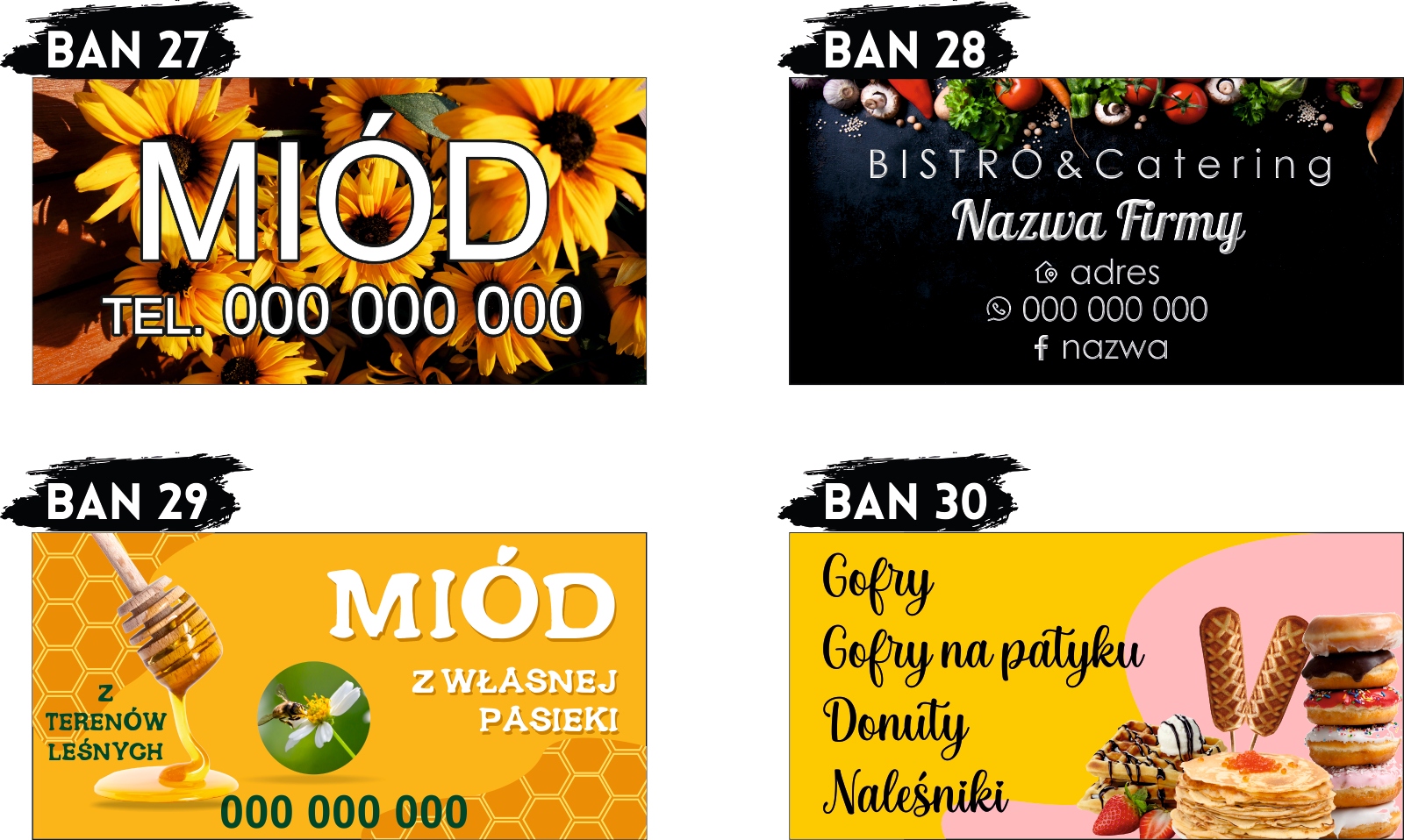 BANER REKLAMOWY OCZKOWANY 200x100 cm RÓŻNE WZORY SPRZEDAŻ MIODU