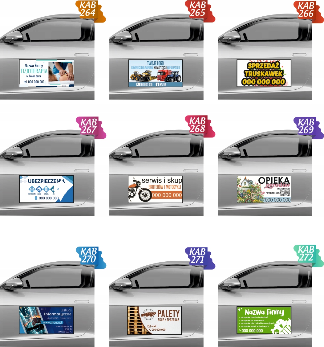 Magnes na samochód reklama magnetyczna 60x30 cm USŁUGI KAMIENIARSKIE