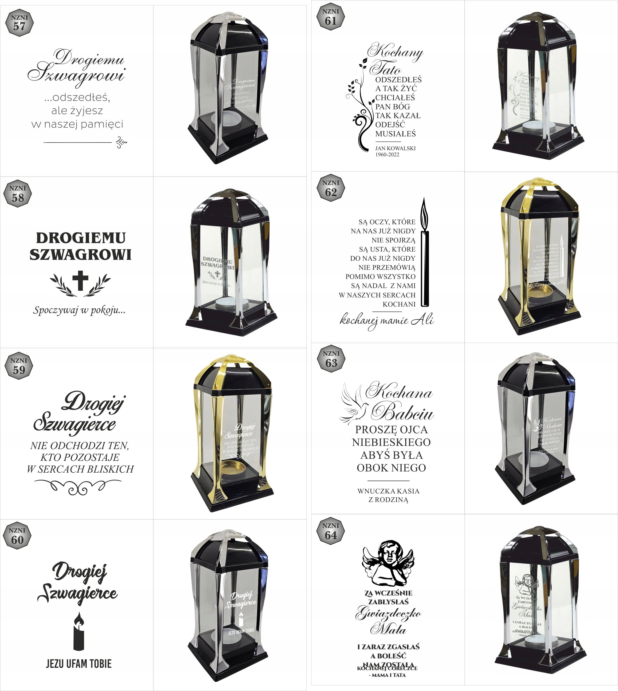 Kapliczka z grawerem Znicz pamiątkowy personalizowany napis dla dziadka