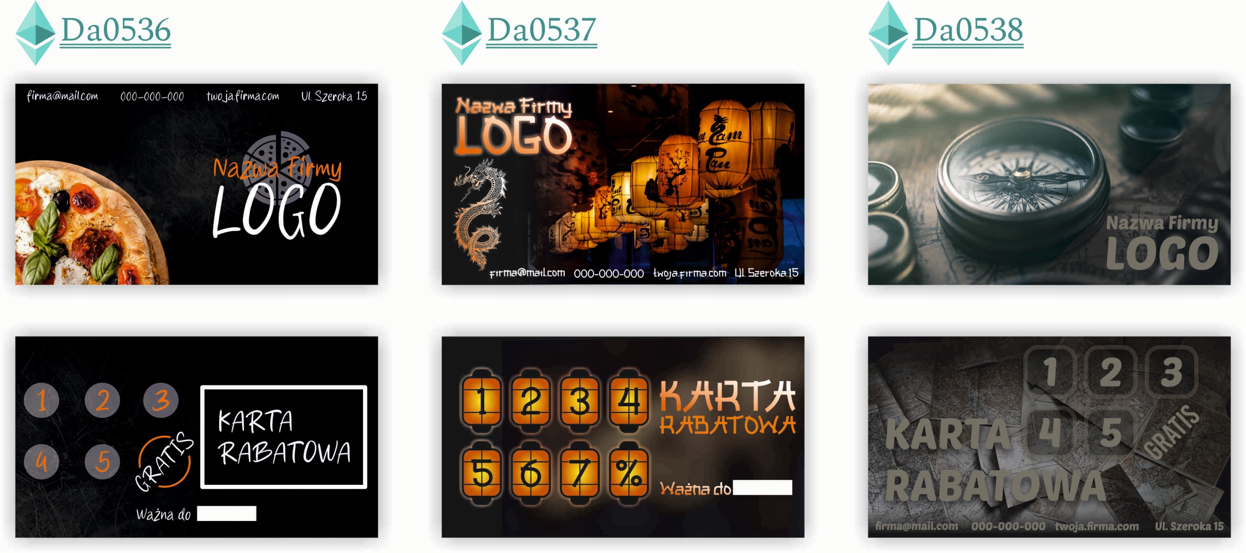 Karty stałego klienta RABATOWE 120 szt TWOJE LOGO nazwa firmy OCEANARIUM