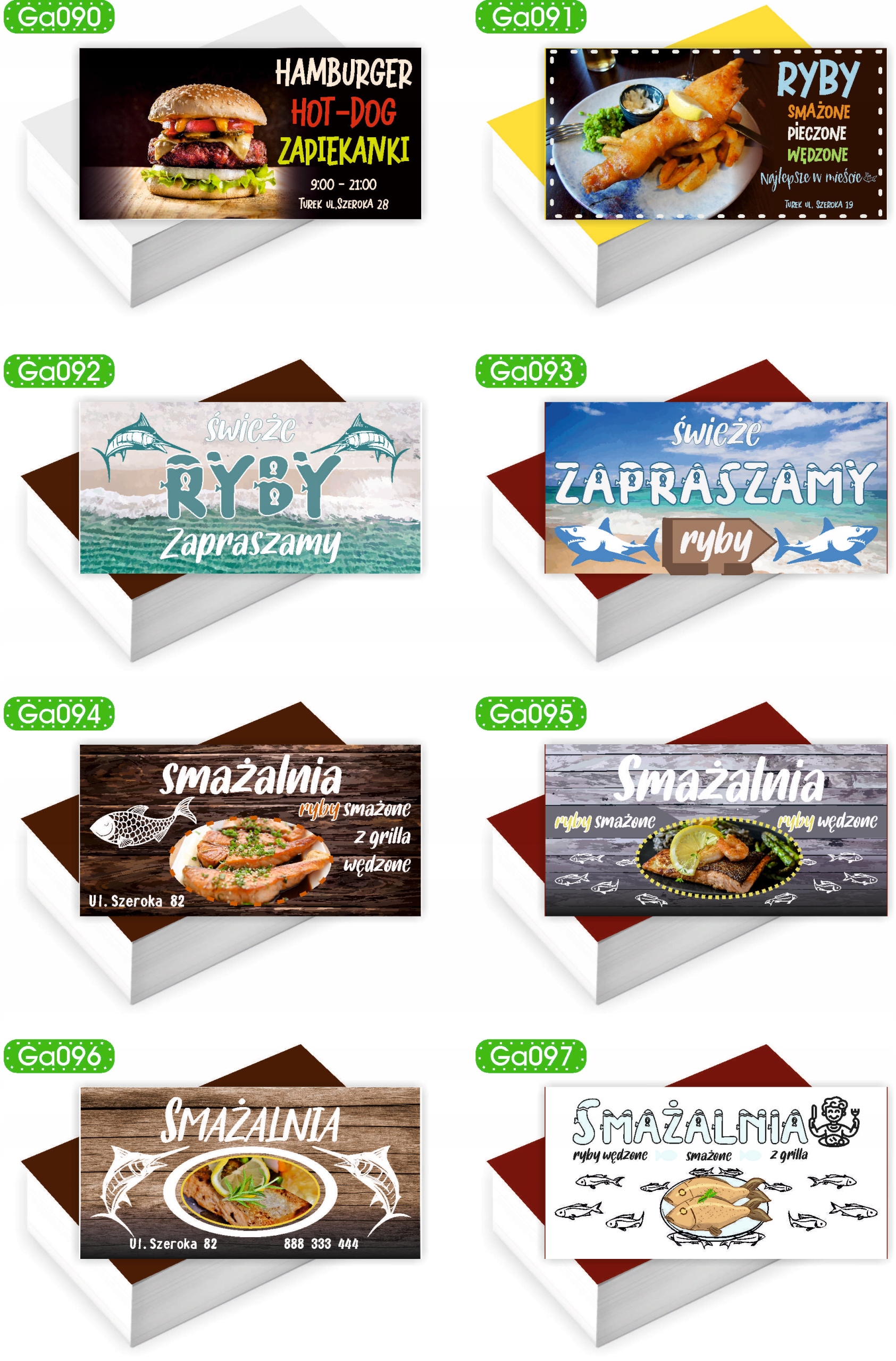 Wizytówki firmowe reklamowe 200szt różne wzory gotowy projekt SUSHI BAR