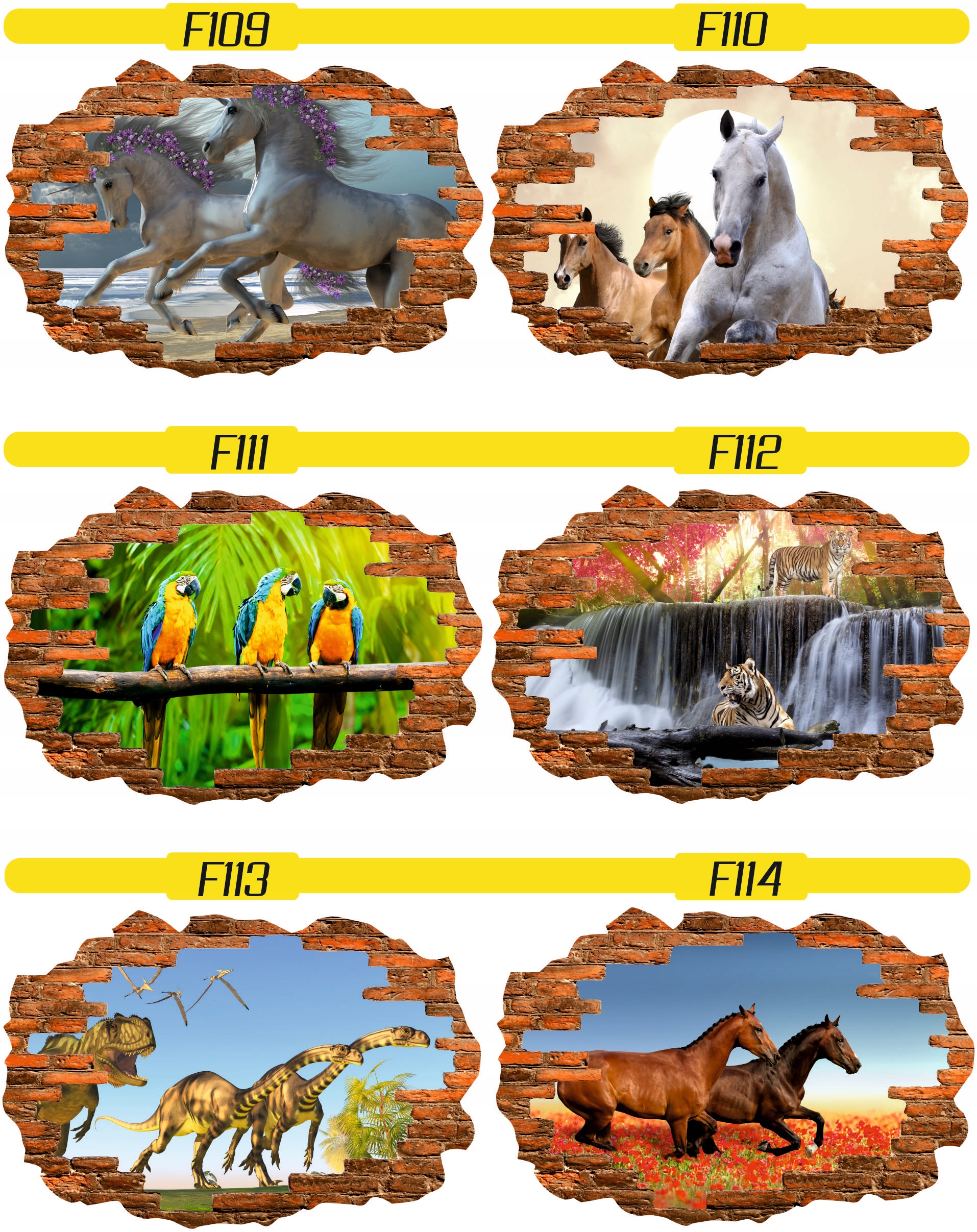 Naklejka samoprzylepna dziura 3D psy koty słodkie