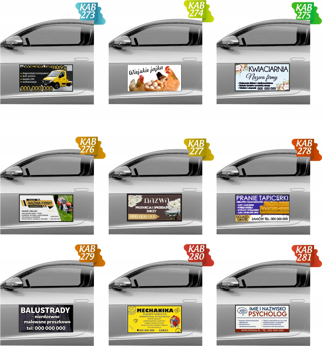 Magnes na samochód reklama magnetyczna 60x30 cm USŁUGI KAMIENIARSKIE