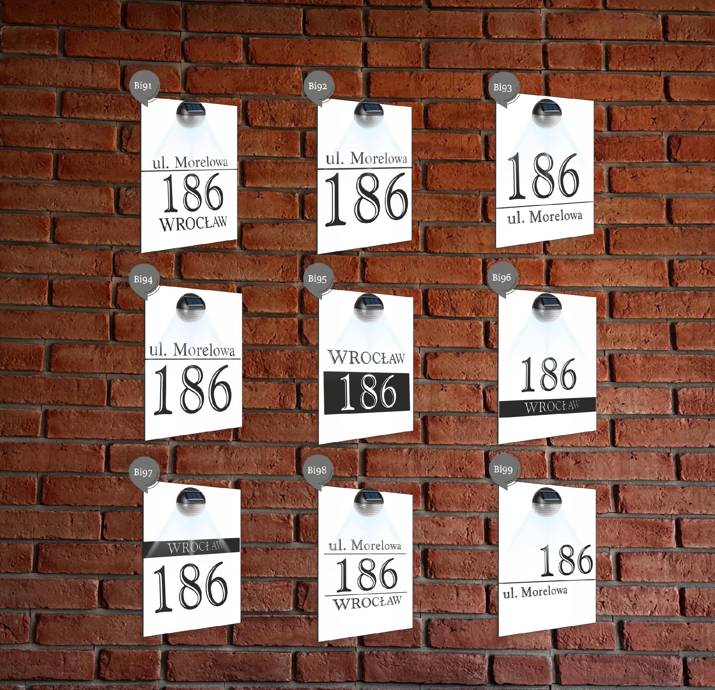 biała TABLICZKA ADRESOWA lampka led pionowa dibond numer domu 40x30