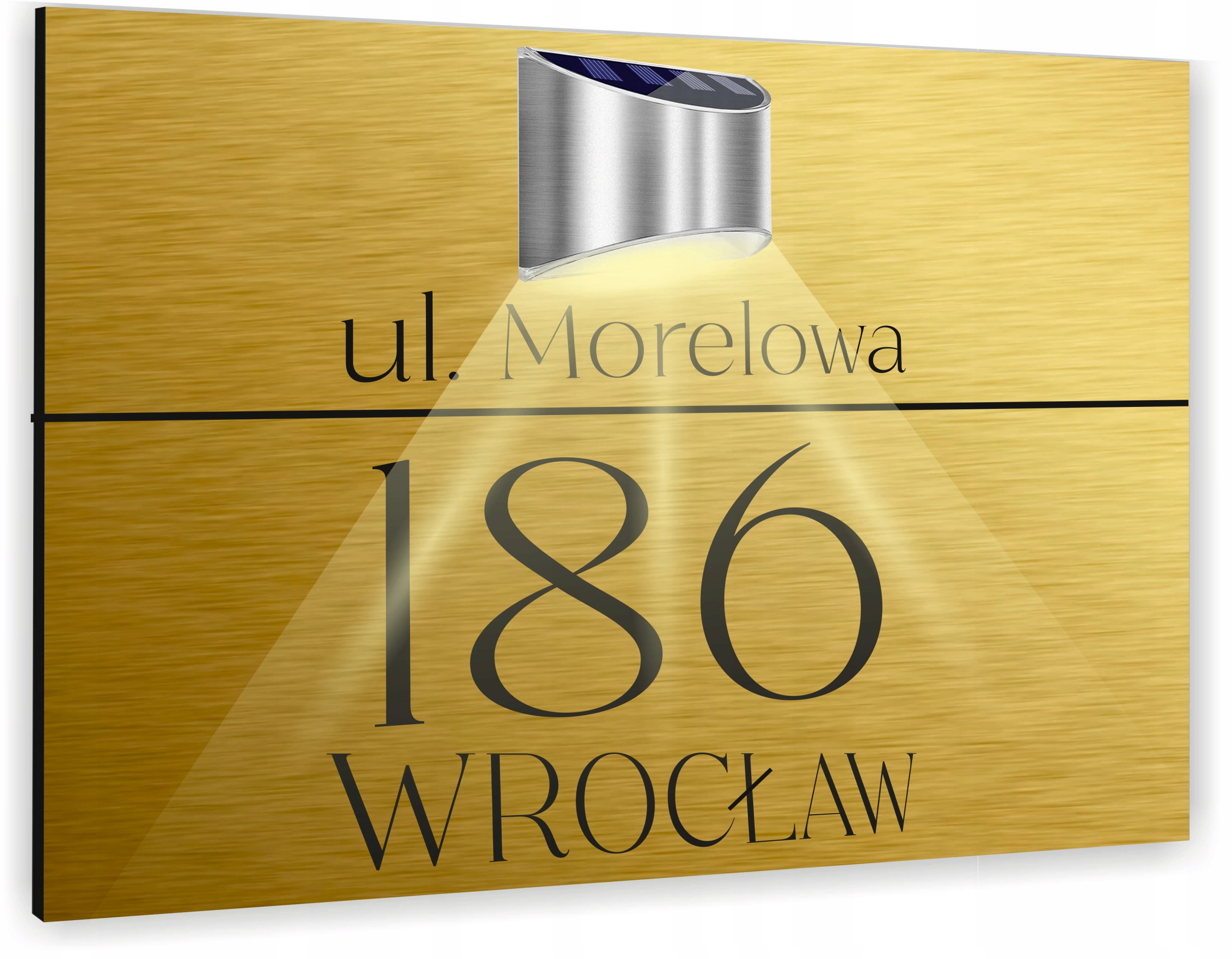 złota TABLICZKA podświetlana ADRESOWA numer domu aluminiowa 30x20