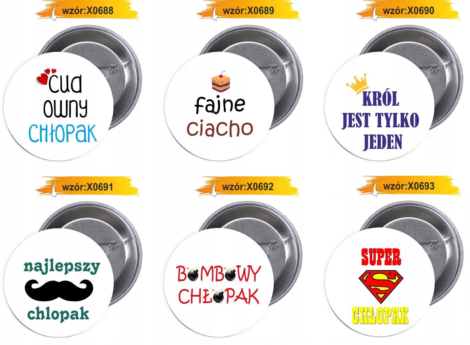 Przypinki buttony MOJA ŻONA MA SUPER MĘŻA prezent