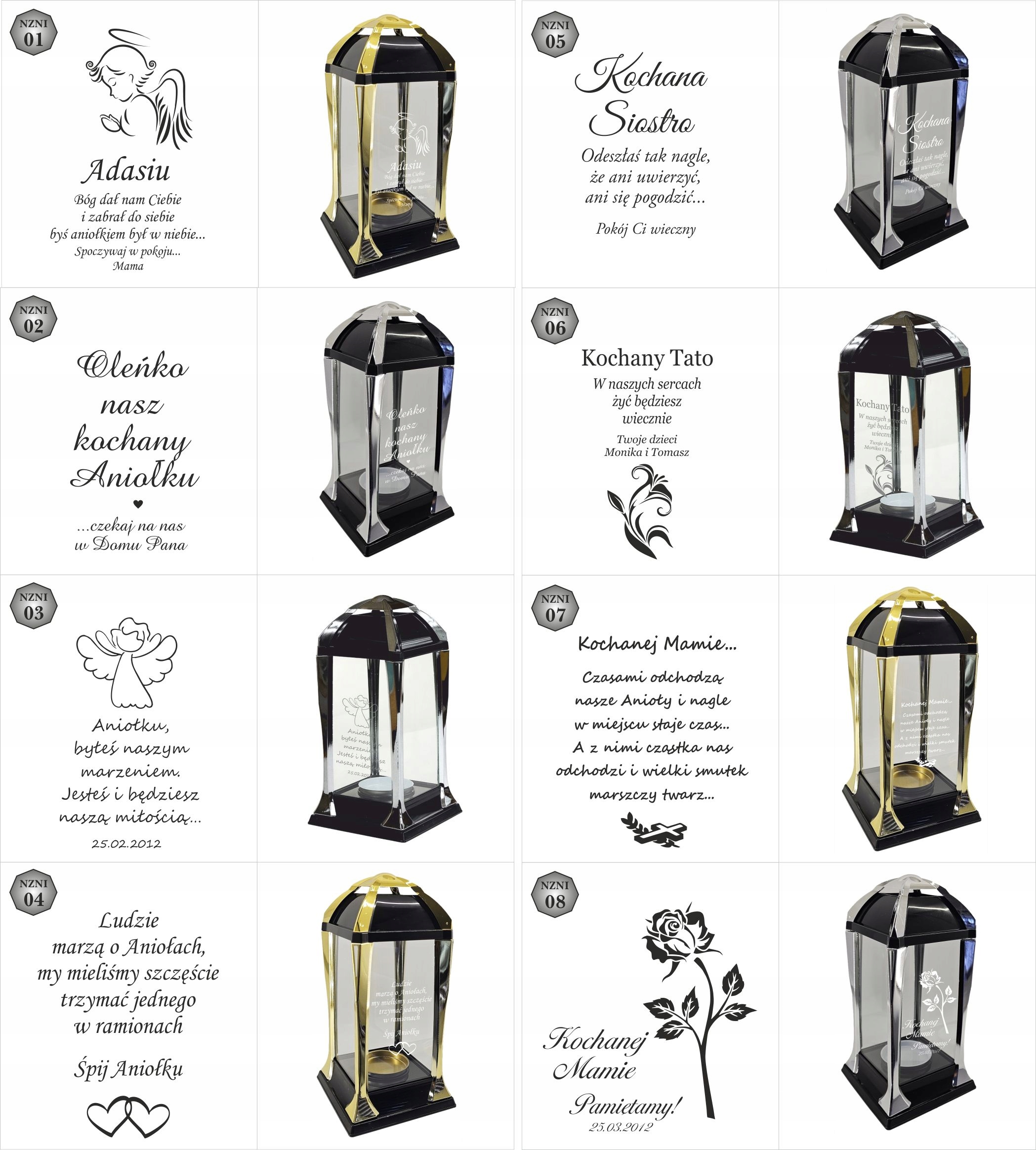 Znicz personalizowany świąteczny elegancka latarenka z grawerem