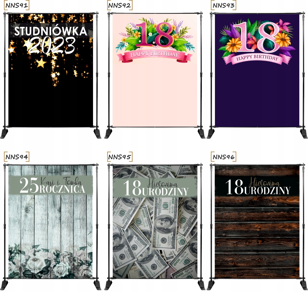 TŁO ścianka FOTO osiemnastka DESKI + imię