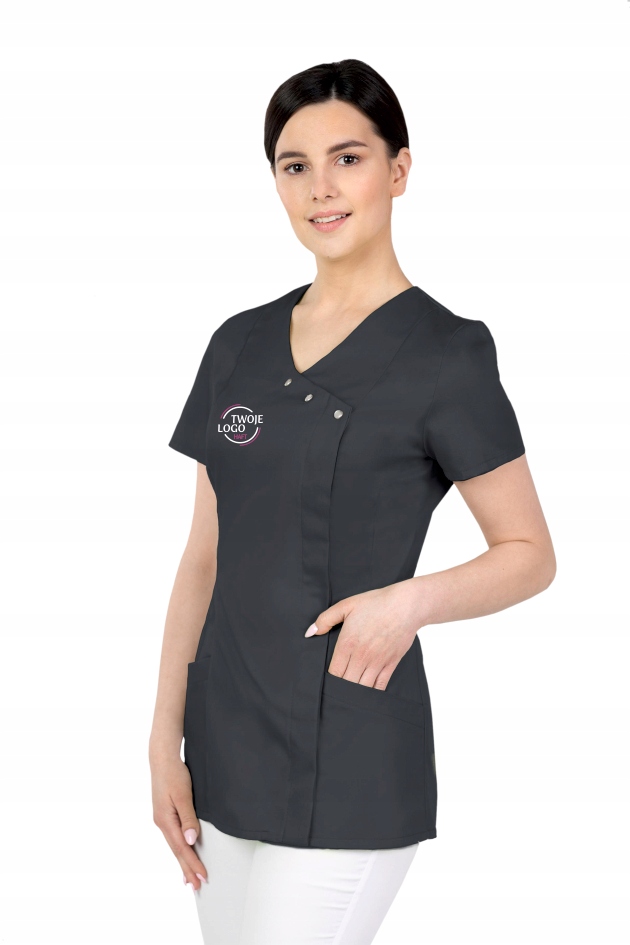 Żakiet medyczny damski perłowe napy HAFT z TWOIM LOGO NAPISEM