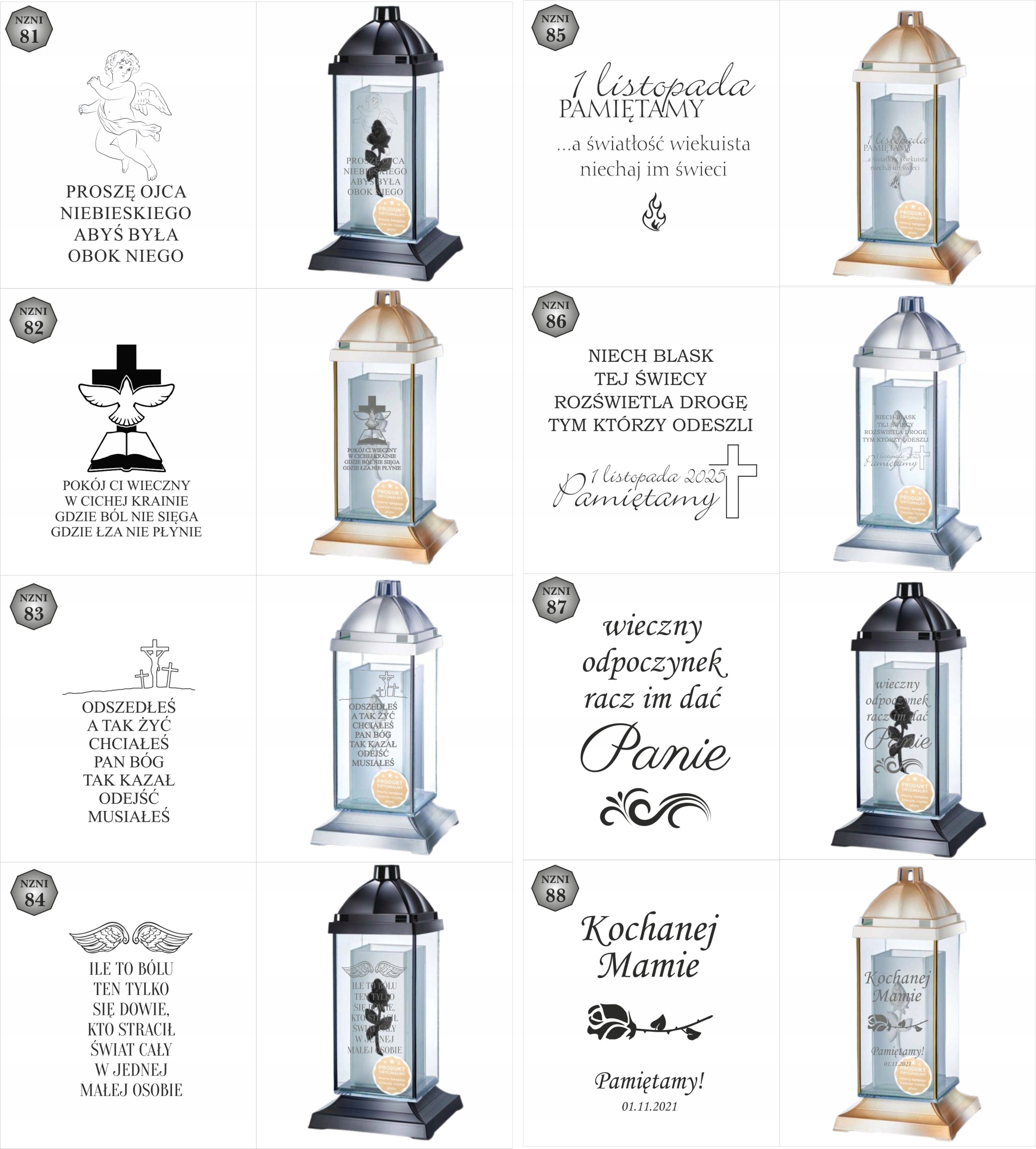 Luksusowy znicz personalizowany cytat grawer z napisem dedykacją inicjałami