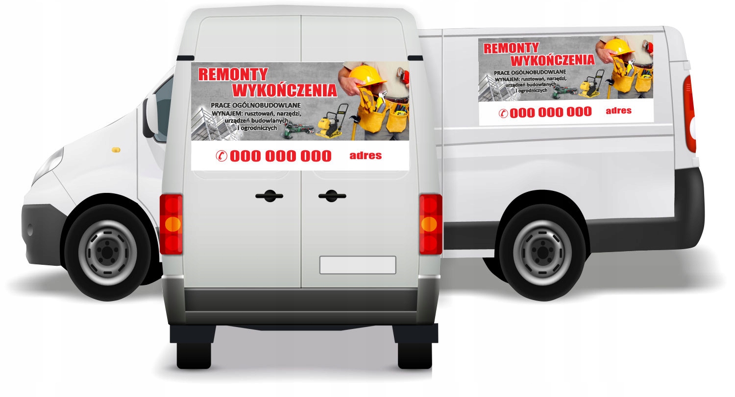 Reklama Naklejka na samochód PRACE OGÓLNOBUDOWLANE