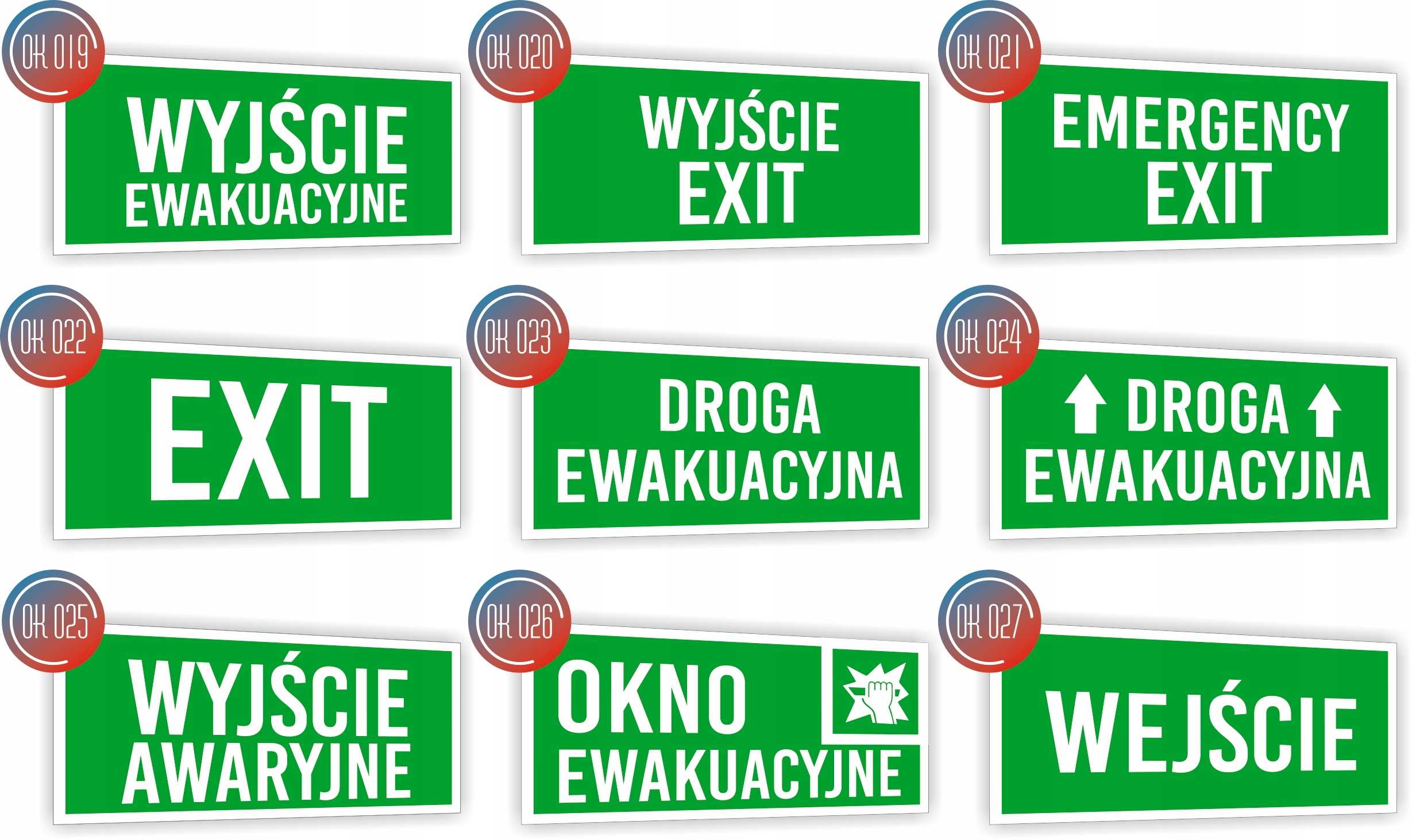 Tabliczka ewakuacyjna nadruk 20x10 Wyjście ewakuacyjne Znak