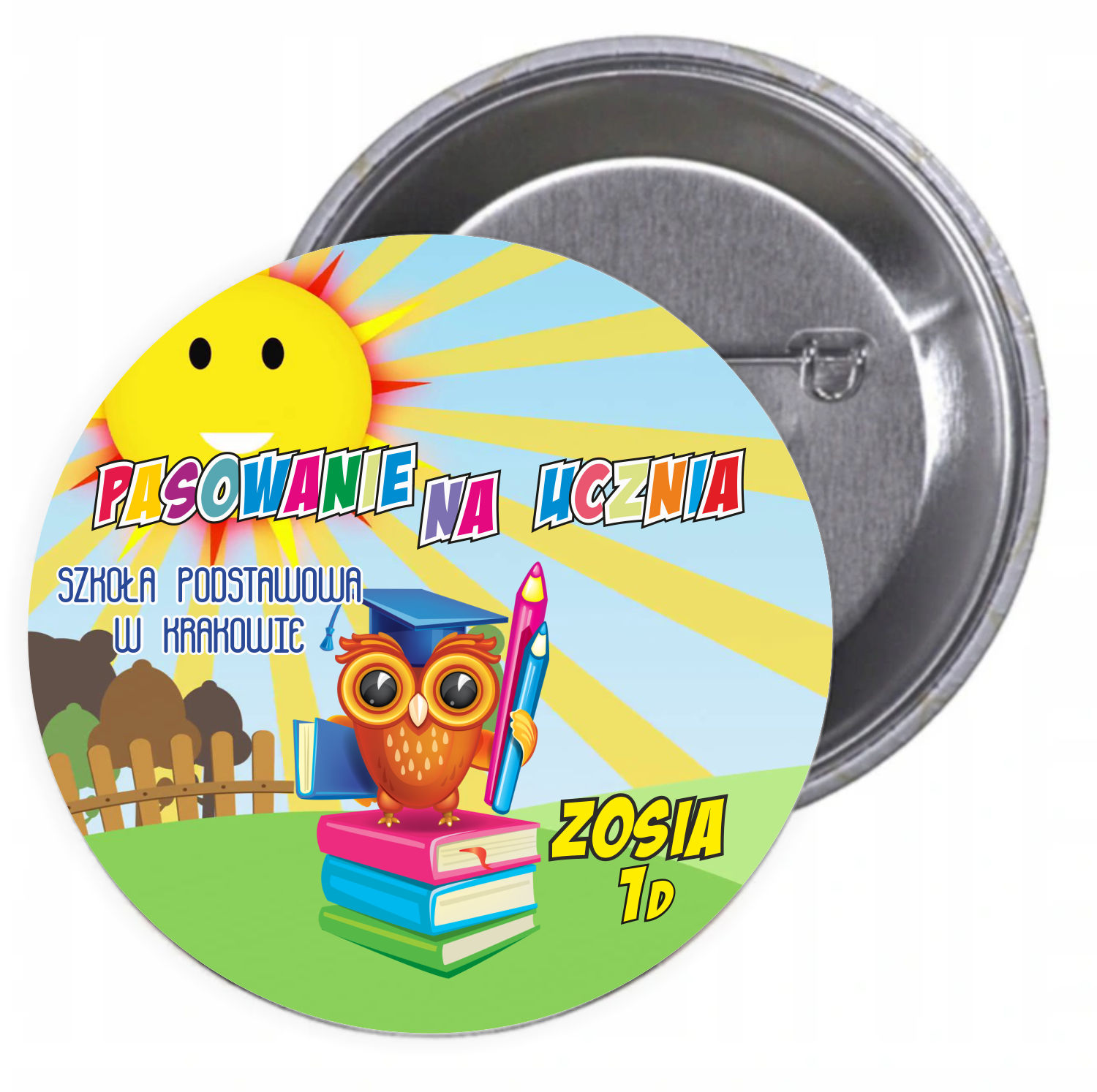 Przypinki buttony pasowanie na ucznia