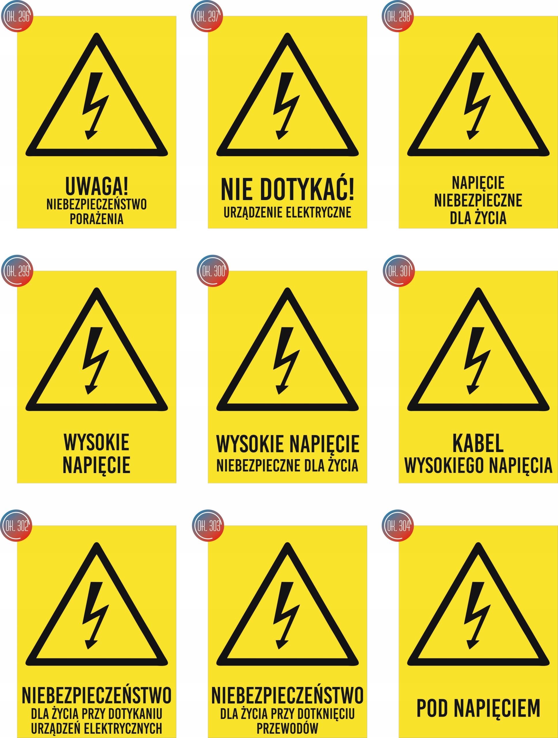 Tablica informacyjna pod napięciem grawer piktogram 20x15 cm dużo wzorów