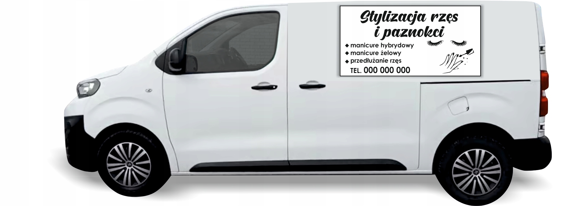 Naklejka Folia na samochód auto reklamowa STYLIZACJA RZĘS PAZNOKCI