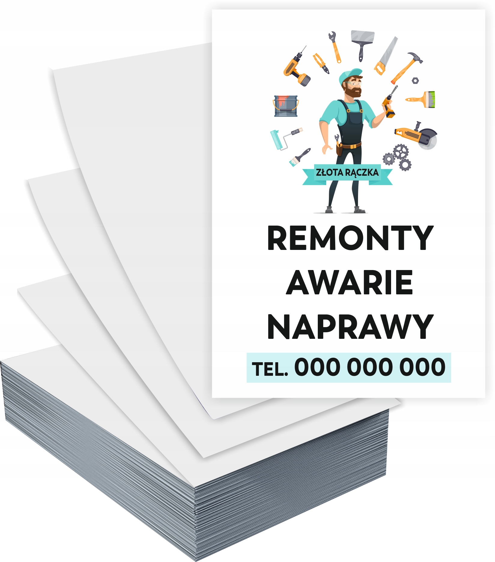 Ulotki A4 reklamowe firmowe REMONTY NAPRAWY GOTOWY PROJEKT GRATIS 5000 szt
