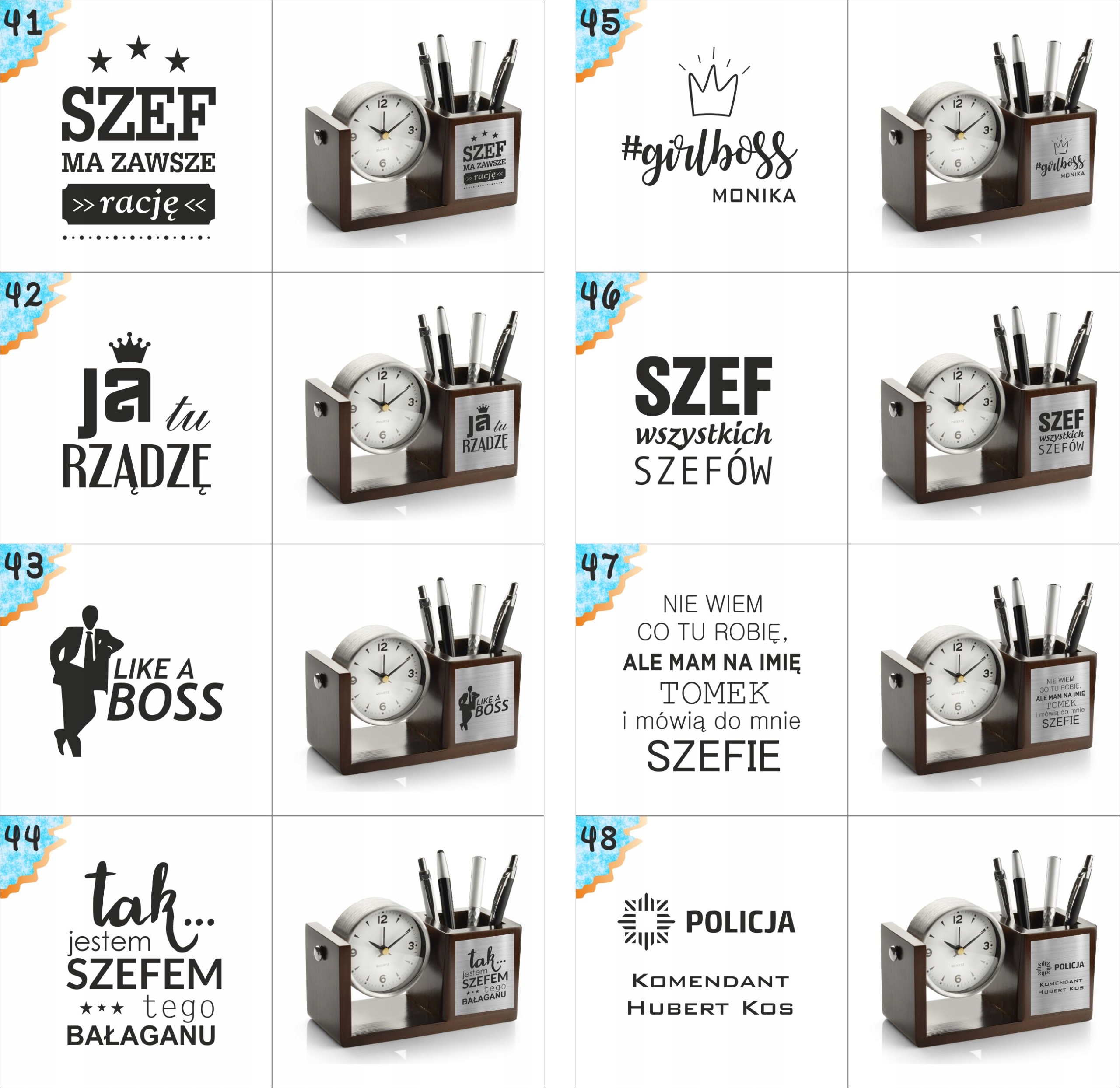 PREZENT dla informatyka organizer na biurko z zegarem przybornik