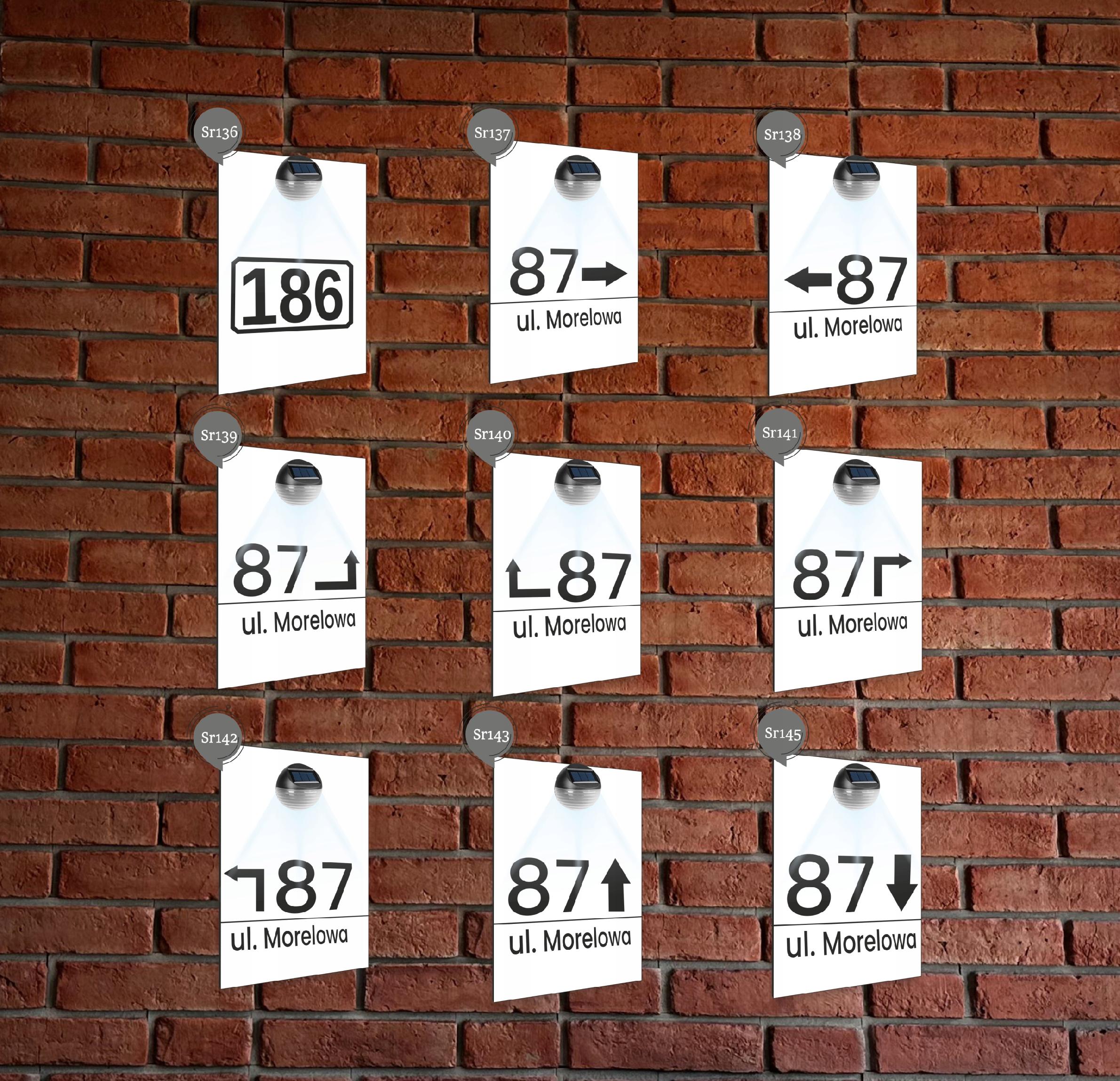 biała TABLICZKA ADRESOWA lampka led pionowa dibond numer domu 40x30