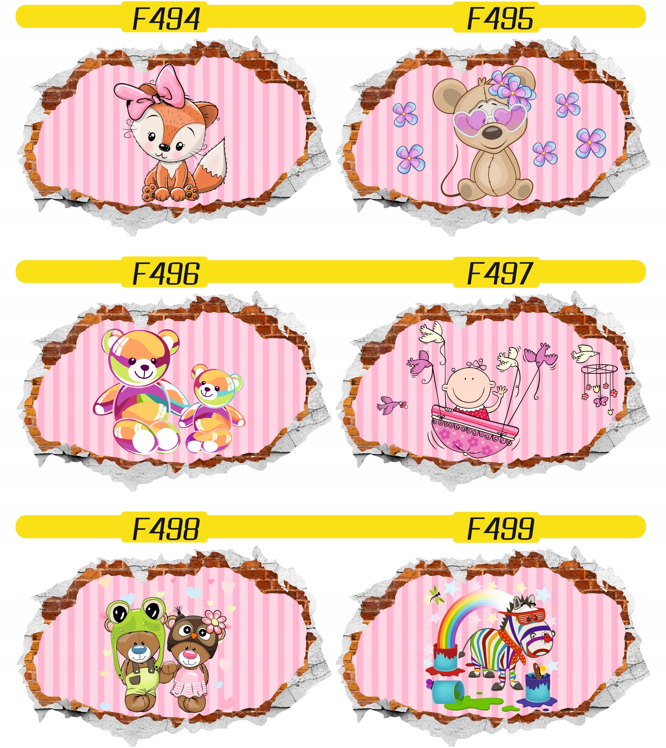 Naklejka samoprzylepna efekt 3D pluszowe misie HIT