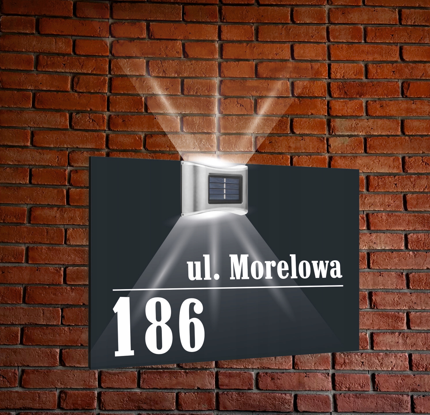 antracyt TABLICZKA ADRESOWA nierdzewna dibond oświetlony numer domu 30x20