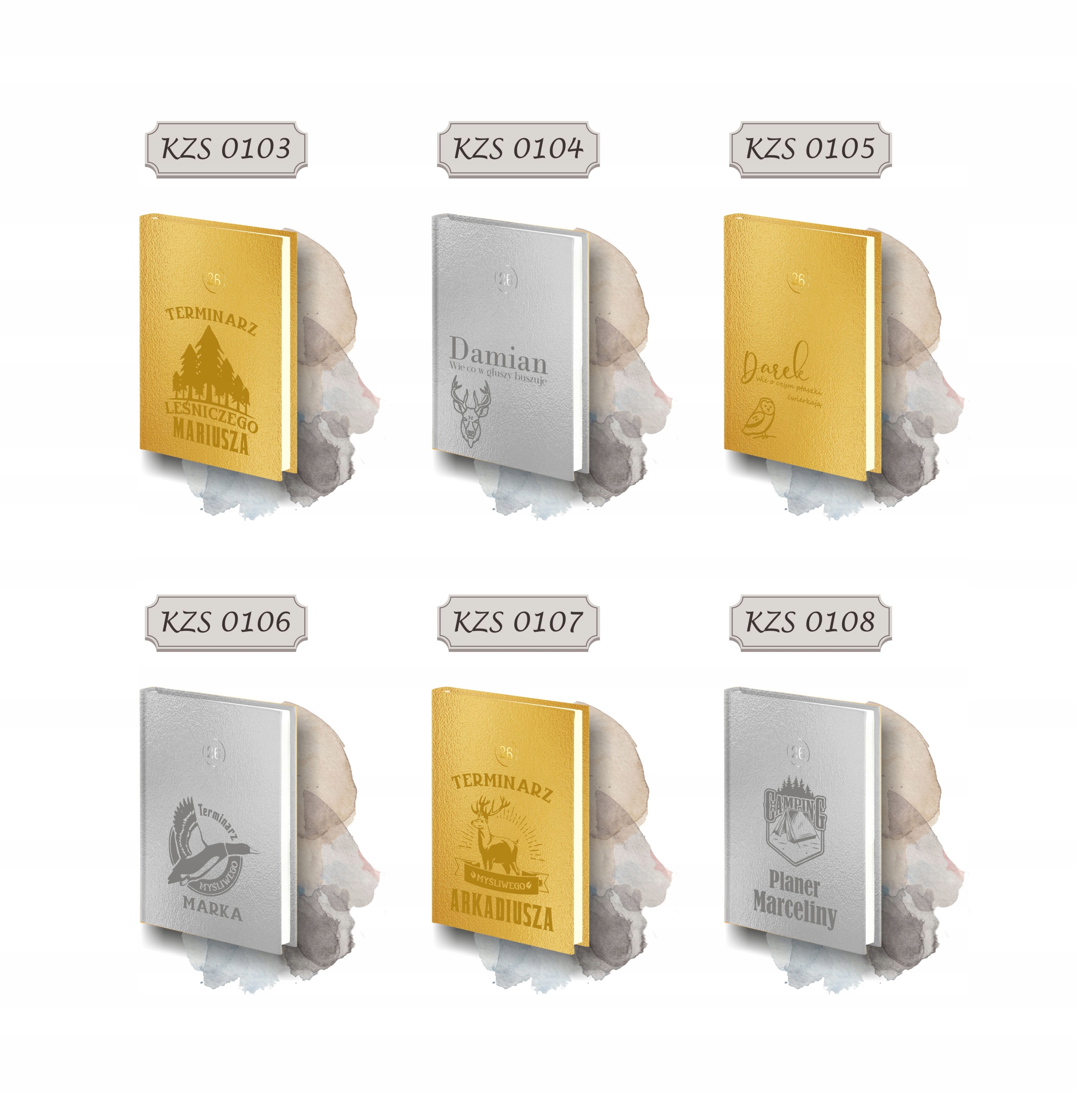 PLANER z imieniem kalendarz dzienny A4 2026 złoty srebrny z grawerem