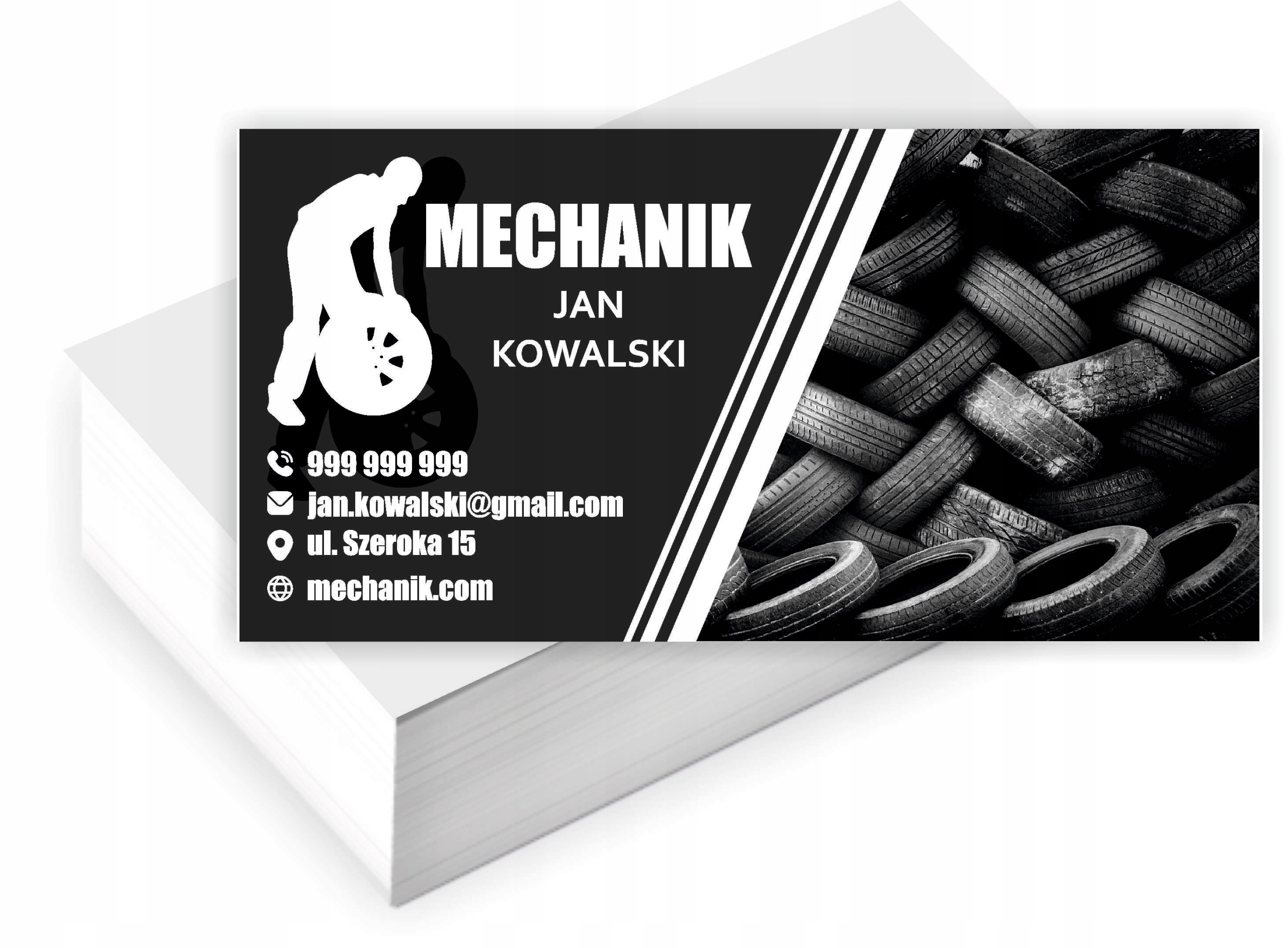 Wizytówki firmowe reklamowe 100szt dużo wzorów MECHANIK twoja nazwa tekst