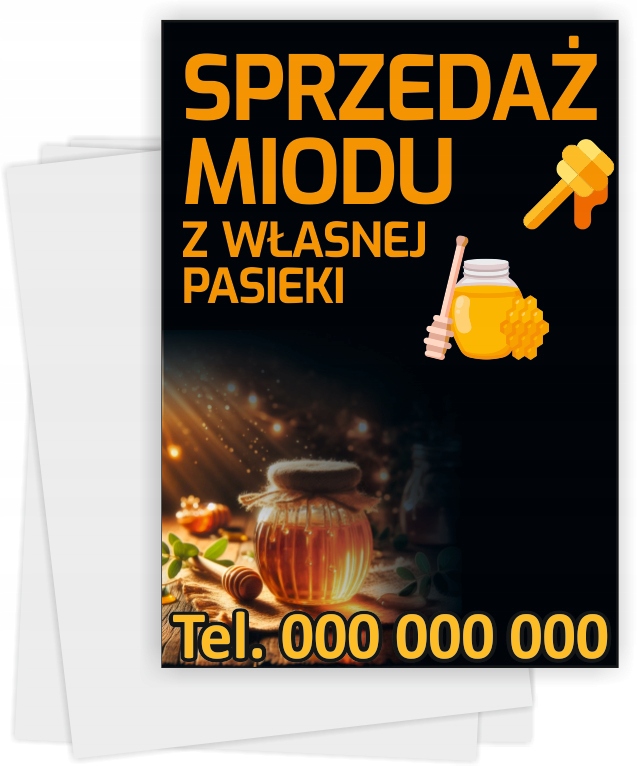 Ulotki A4 reklamowe firmowe 1000 sztuk wiele wzorów SPRZEDAŻ MIODU