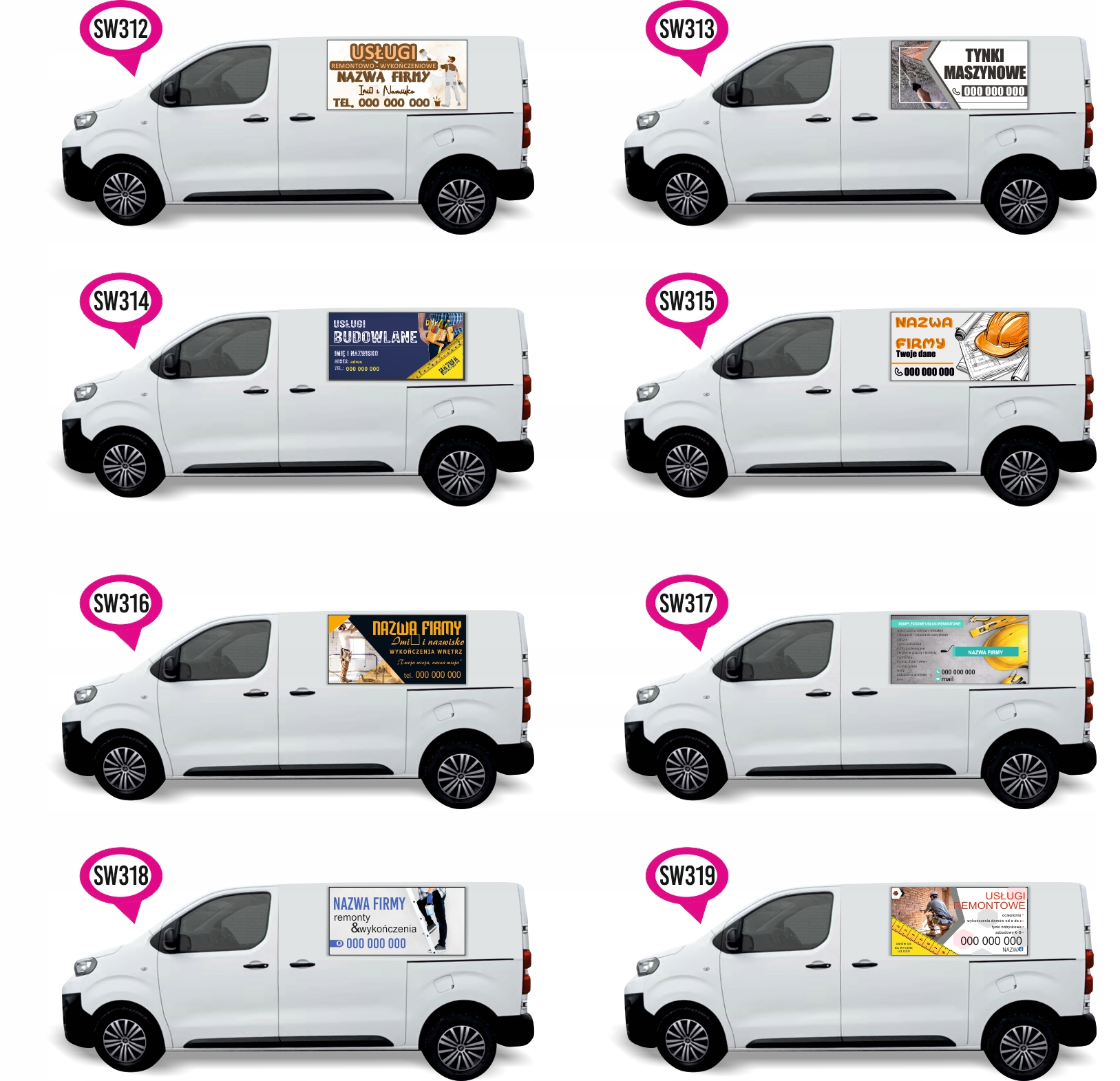 Naklejka Folia na samochód auto reklamowa STOLARSTWO RÓŻNE WZORY