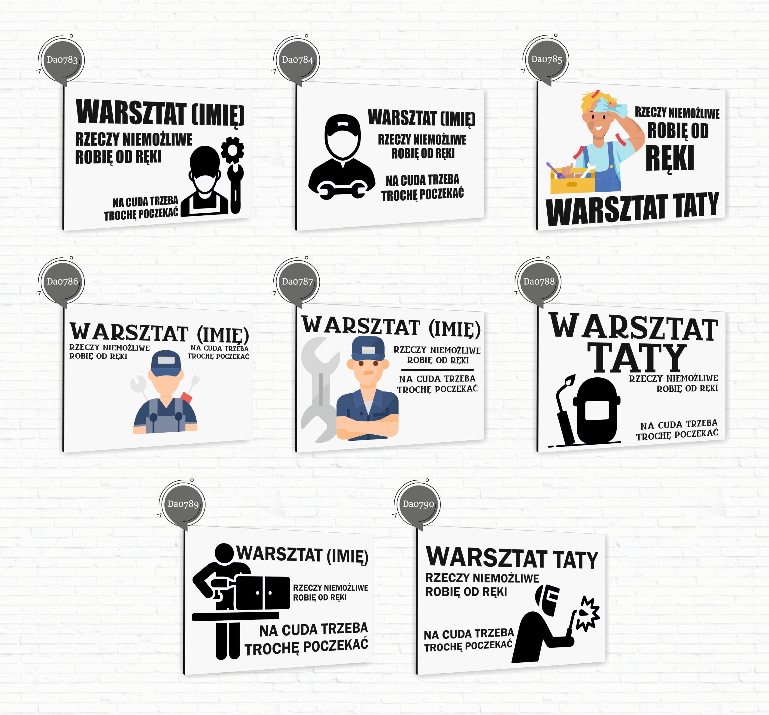 Tabliczka informacyjna znak dibond nadruk uv 20x15 WARSZTAT + TWOJE IMIĘ