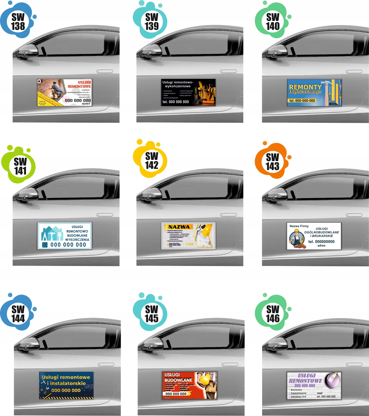 MAGNES NA SAMOCHÓD AUTO MAGNETYCZNA REKLAMA 60X30 USŁUGI BUDOWLANE ELEWACJE
