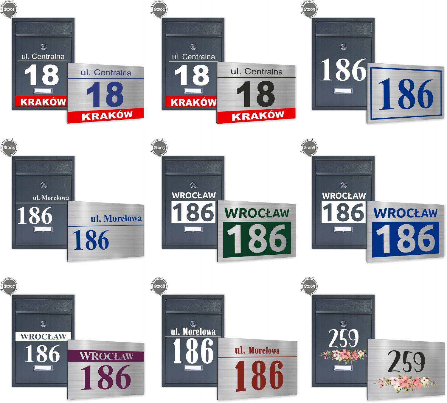 Skrzynka Pocztowa na listy z nadrukiem Numeru domu + Tablica adresowa ALU