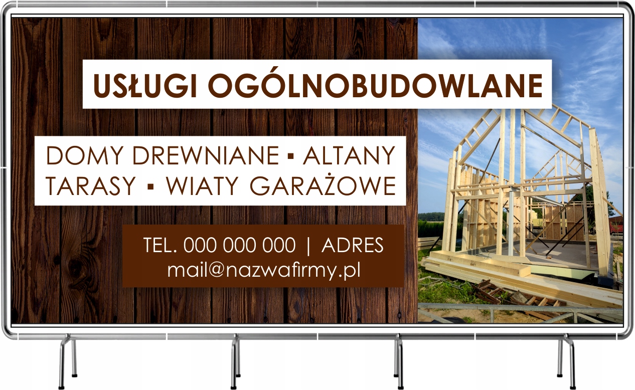 Reklamowy baner budowlany 130x80 - z oczkami i Twoim napisem
