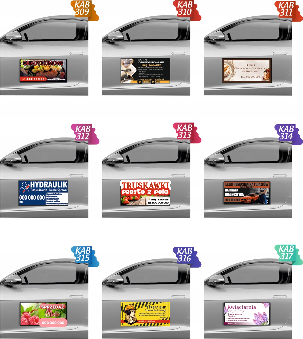 Magnes na samochód reklama magnetyczna 60x30 cm USŁUGI KAMIENIARSKIE