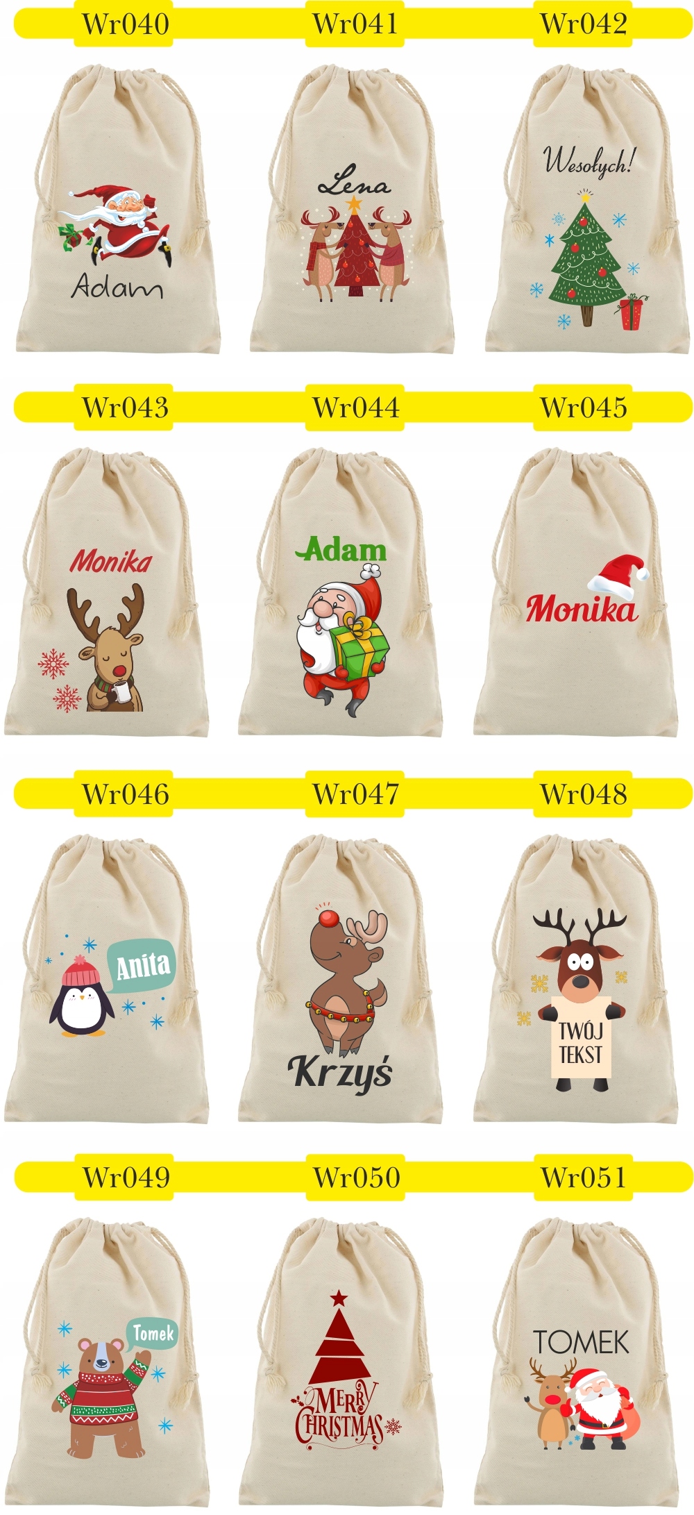Worek imienny na buty świąteczny dla dziewczynki