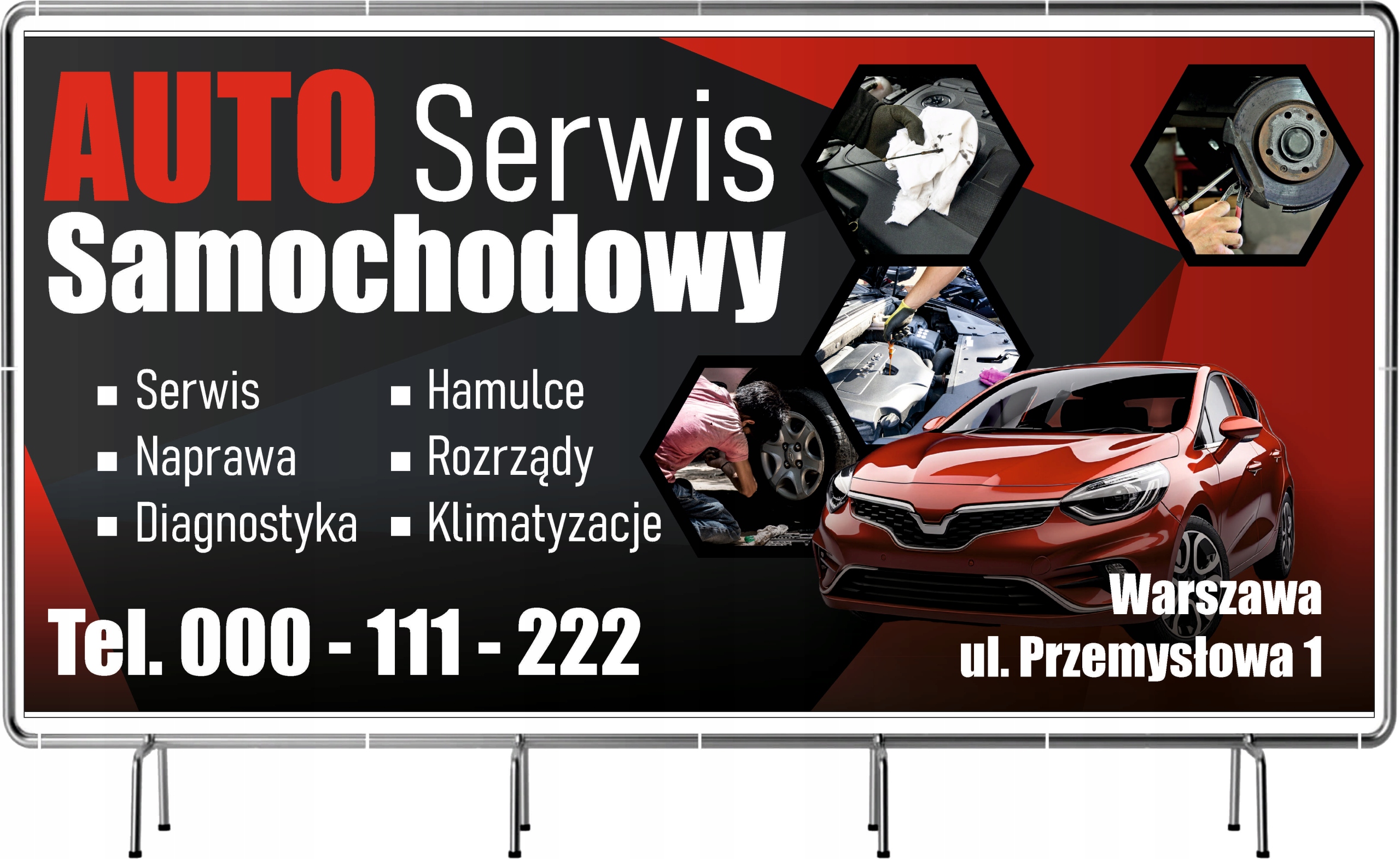 BANER REKLAMOWY 200x100cm gotowy projekt w cenie AUTO SERWIS samochodowy