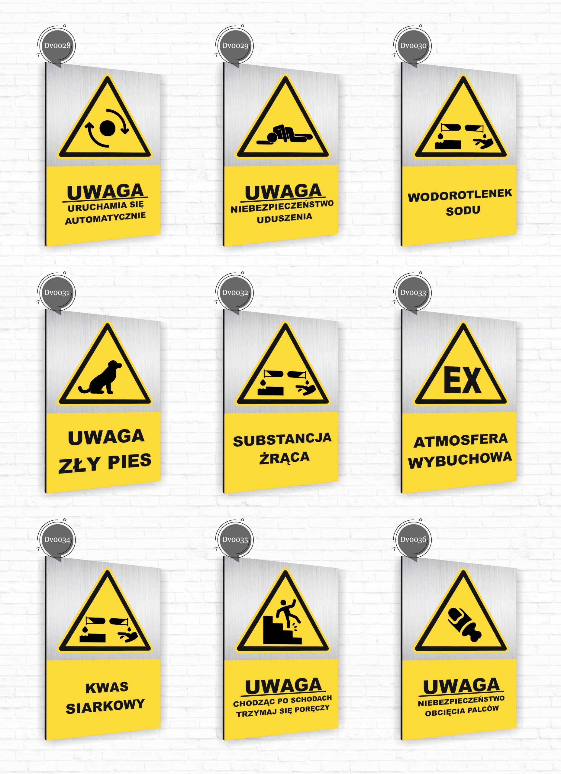 Tabliczka znak informacyjny 40x30 Srebrna UWAGA ŚLISKO Dibond NADRUK UV