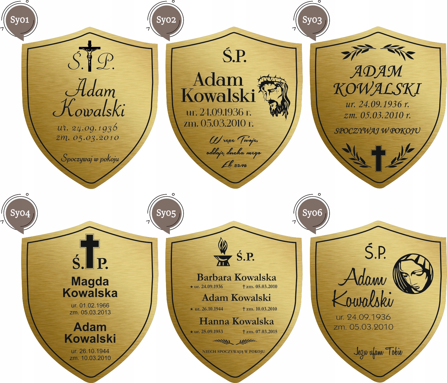 Tablica nagrobna tabliczka na KRZYŻ GRÓB ŚP