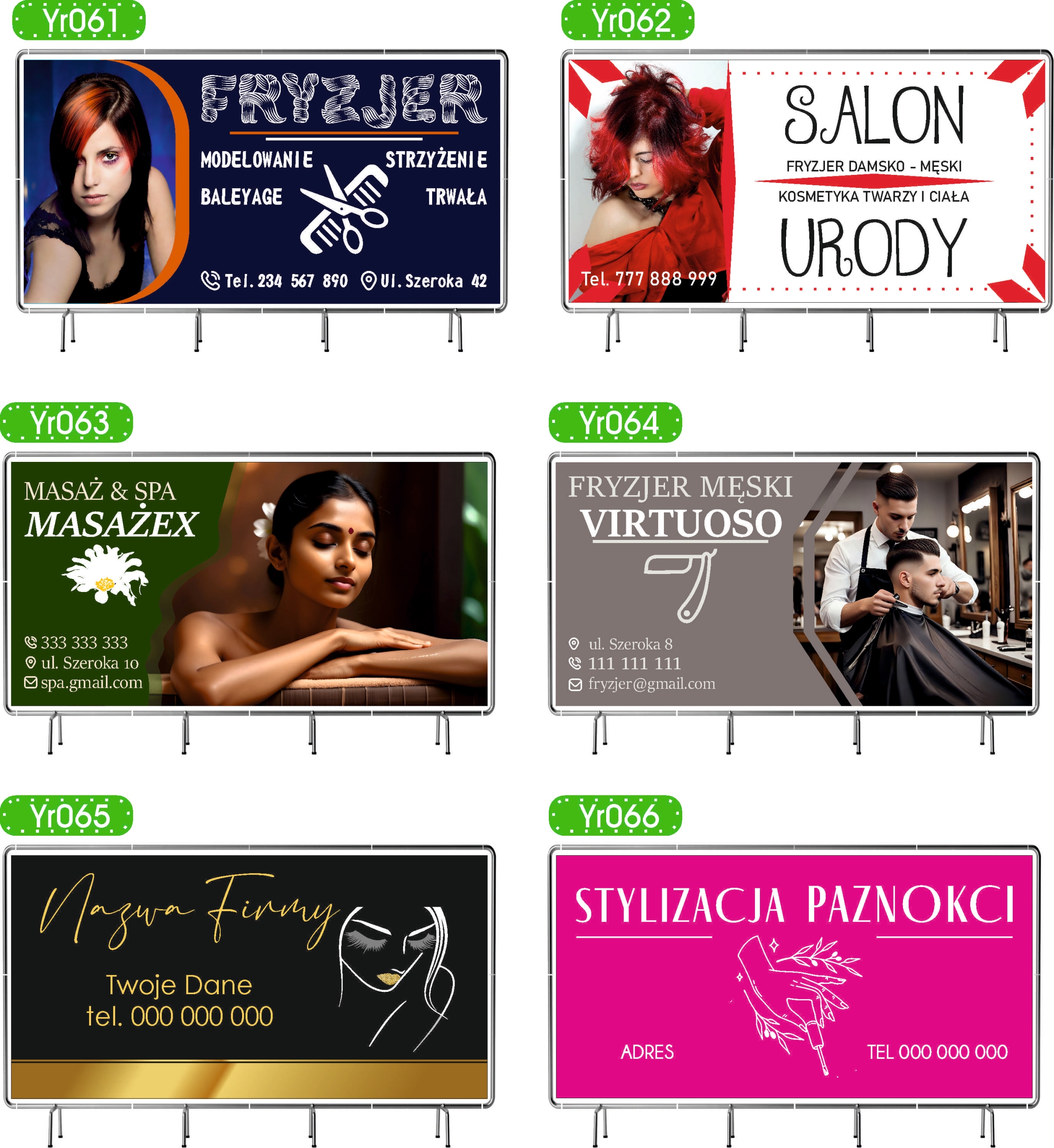 BANER REKLAMOWY 200x100cm SALON FRYZJERSKO KOSMETYCZNY DUŻO WZORÓW