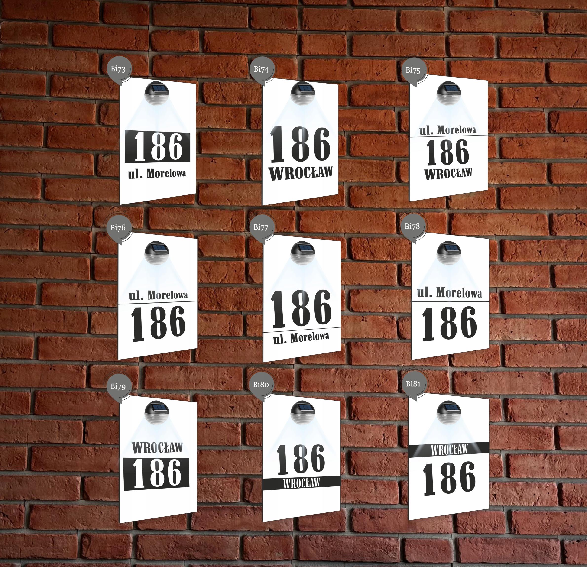 biała TABLICZKA ADRESOWA lampka led pionowa dibond numer domu 40x30