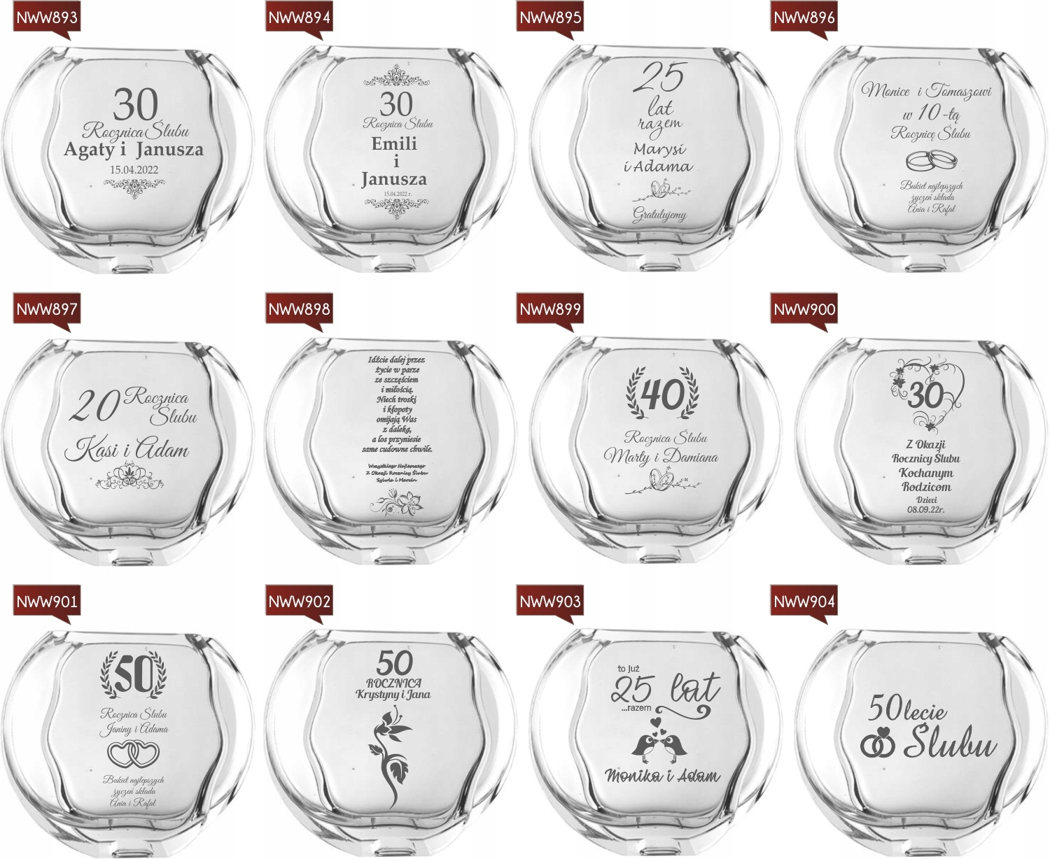 Wazon z grawerem PREZENT na urodziny 30 40 50 60