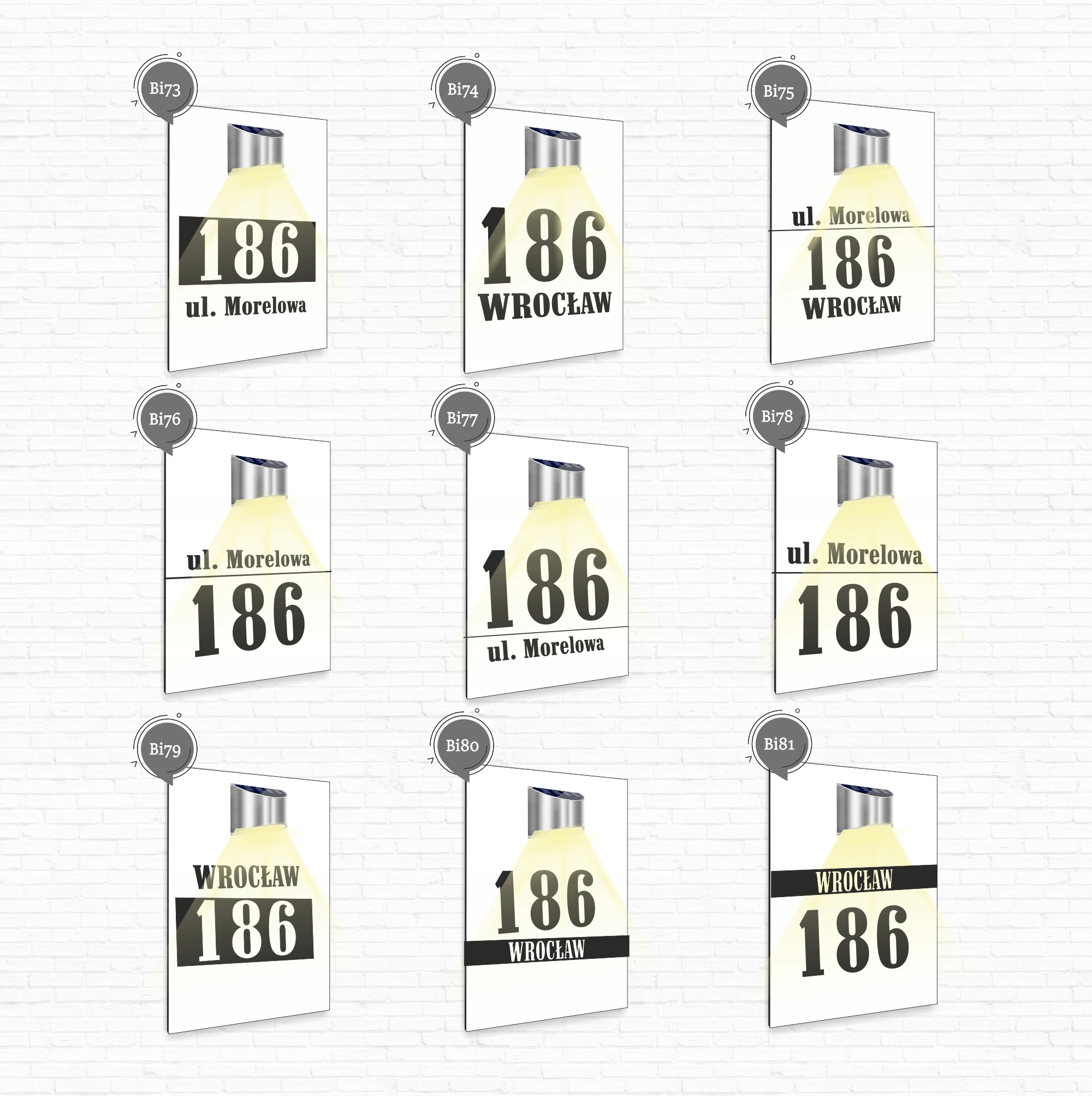 duża biała TABLICZKA lampka solarna ADRESOWA różne wzory dibond 40x30