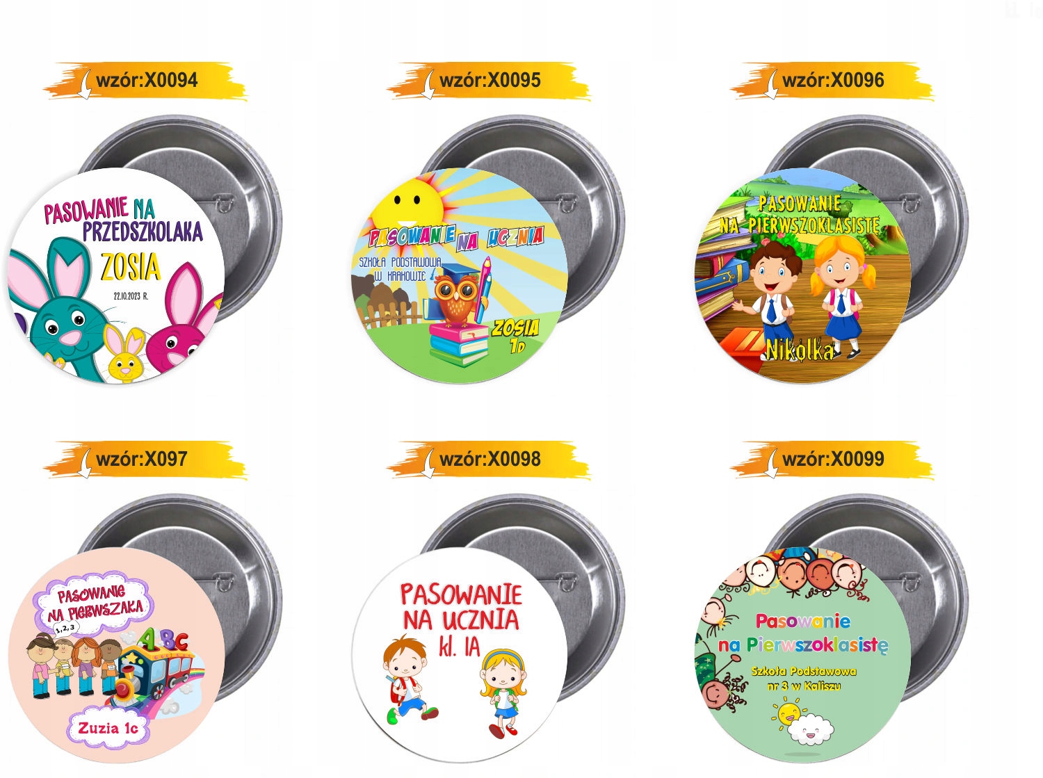 Przypinki buttony PRZEDSZKOLE borsuk-twój tekst