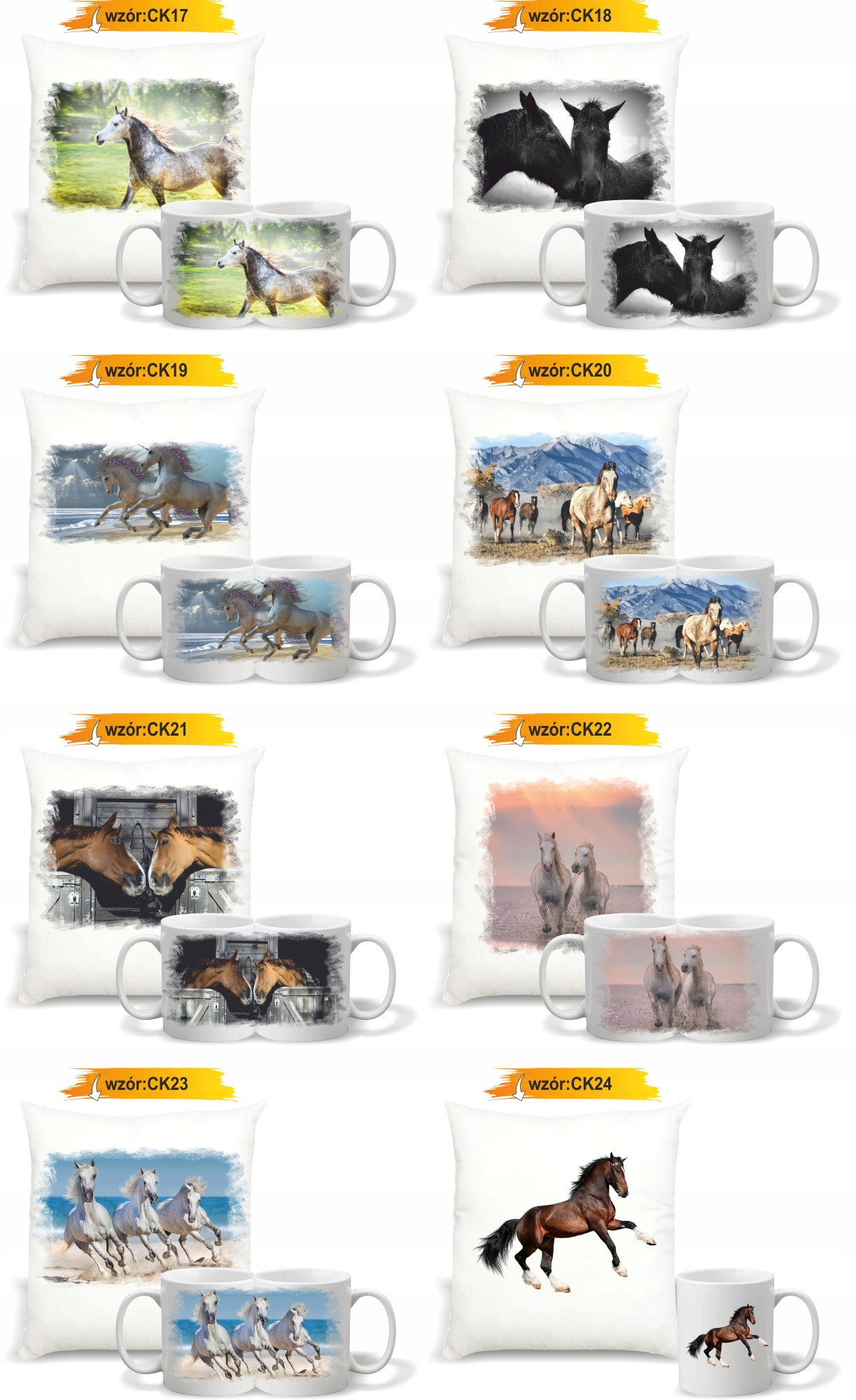 Zestaw PREZENTOWY PODUSZKA + KUBEK nadruk zdjęcie KONIA KOŃ RÓŻNE WZORY