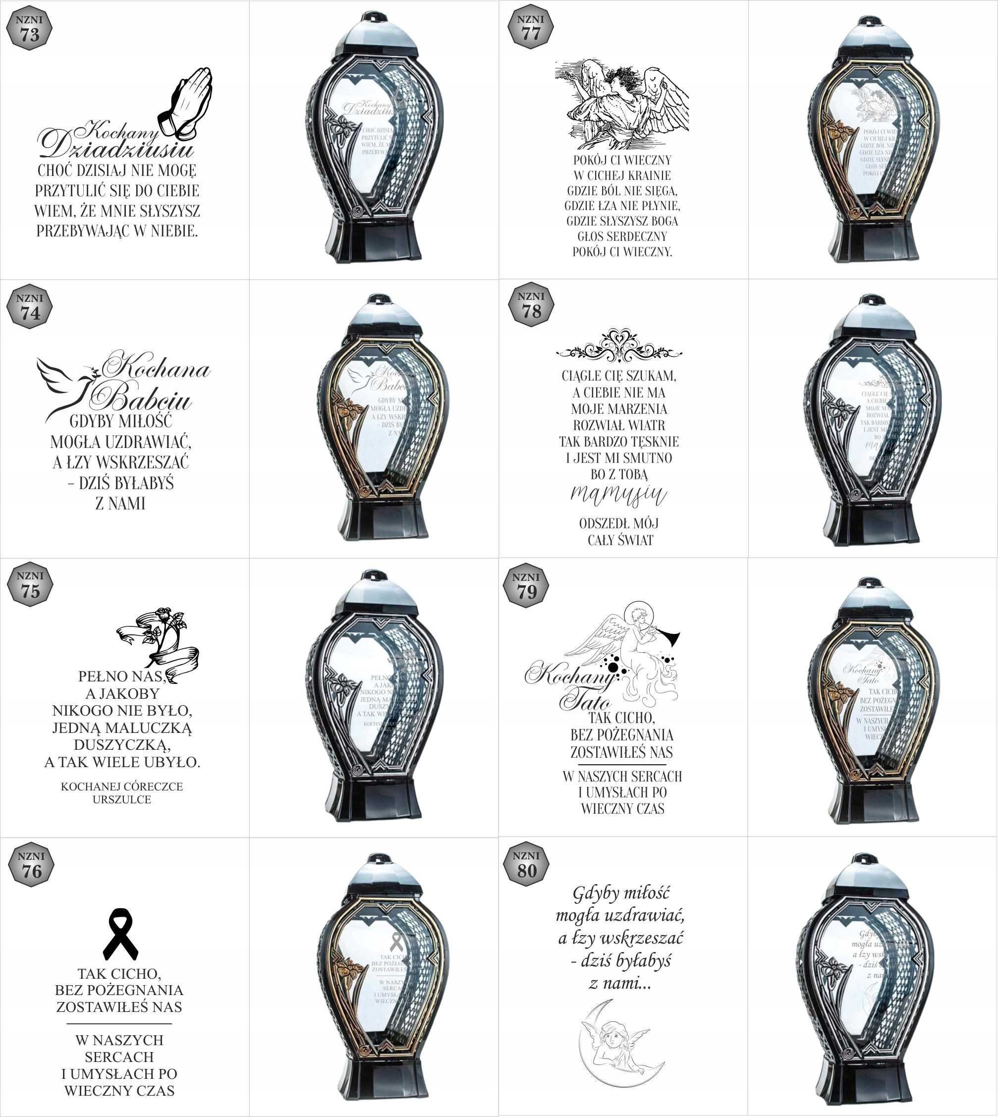 Latarenka nagrobna z imieniem i datą nowoczesny znicz wszystkich świętych