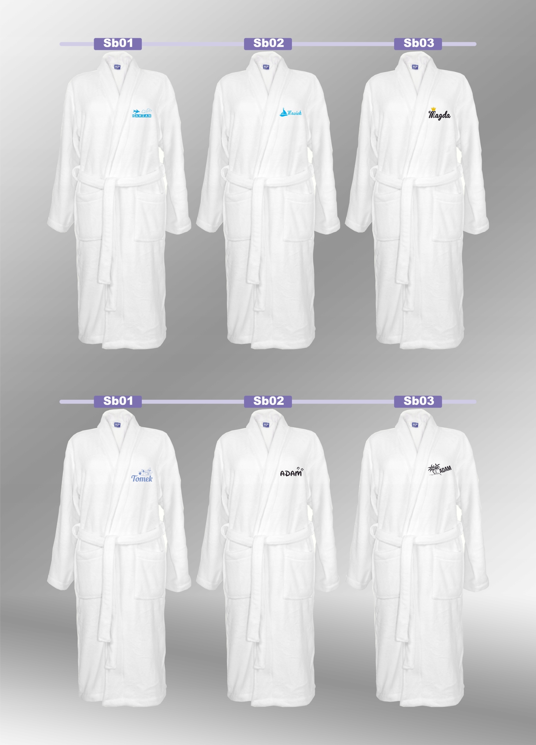 SZLAFROK BIAŁY Z HAFTEM rozmiar 2XL unisex PREZENT personalizacja IMIĘ