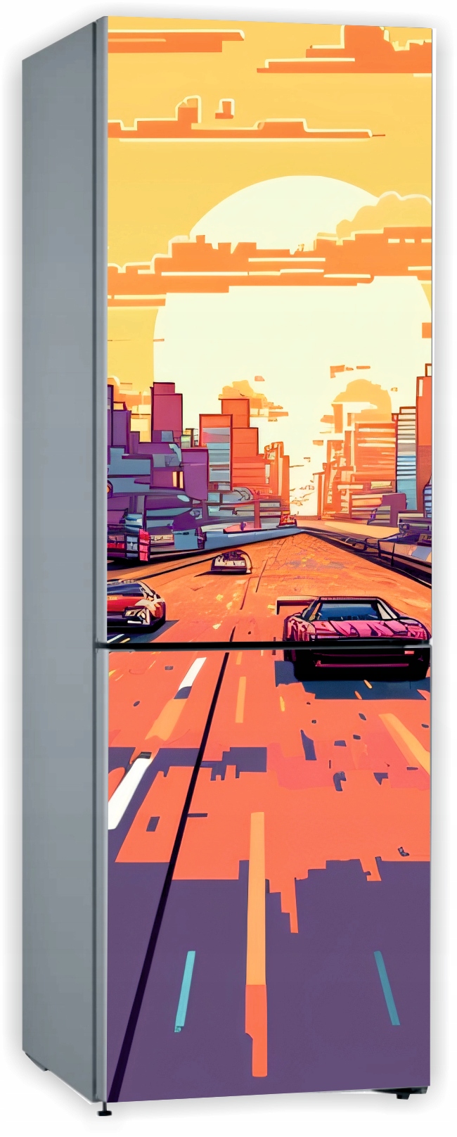 Naklejka samoprzylepna okleina na lodówkę 210x70 cm wyścigi samochodowe