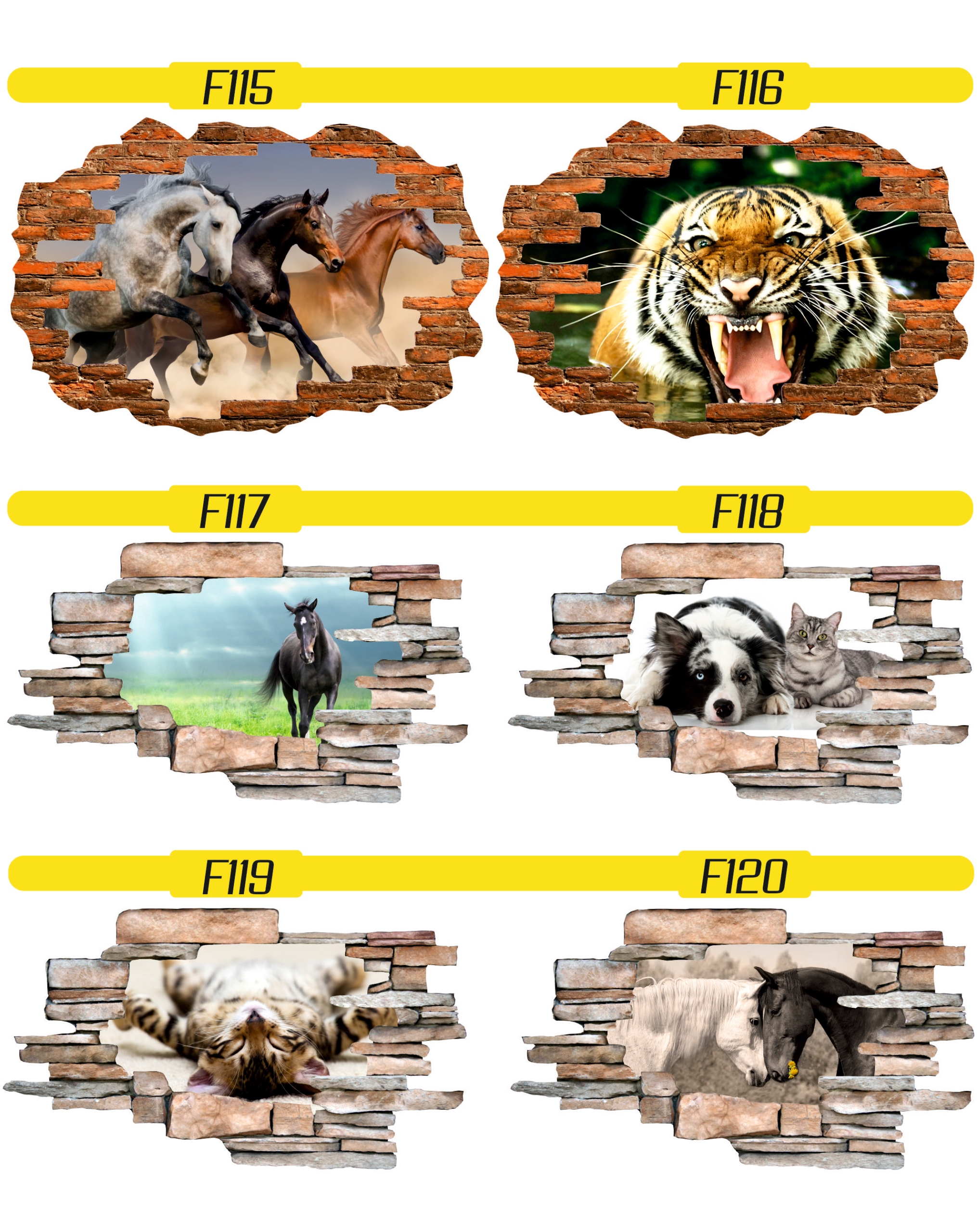 Naklejka samoprzylepna dziura 3D psy koty słodkie