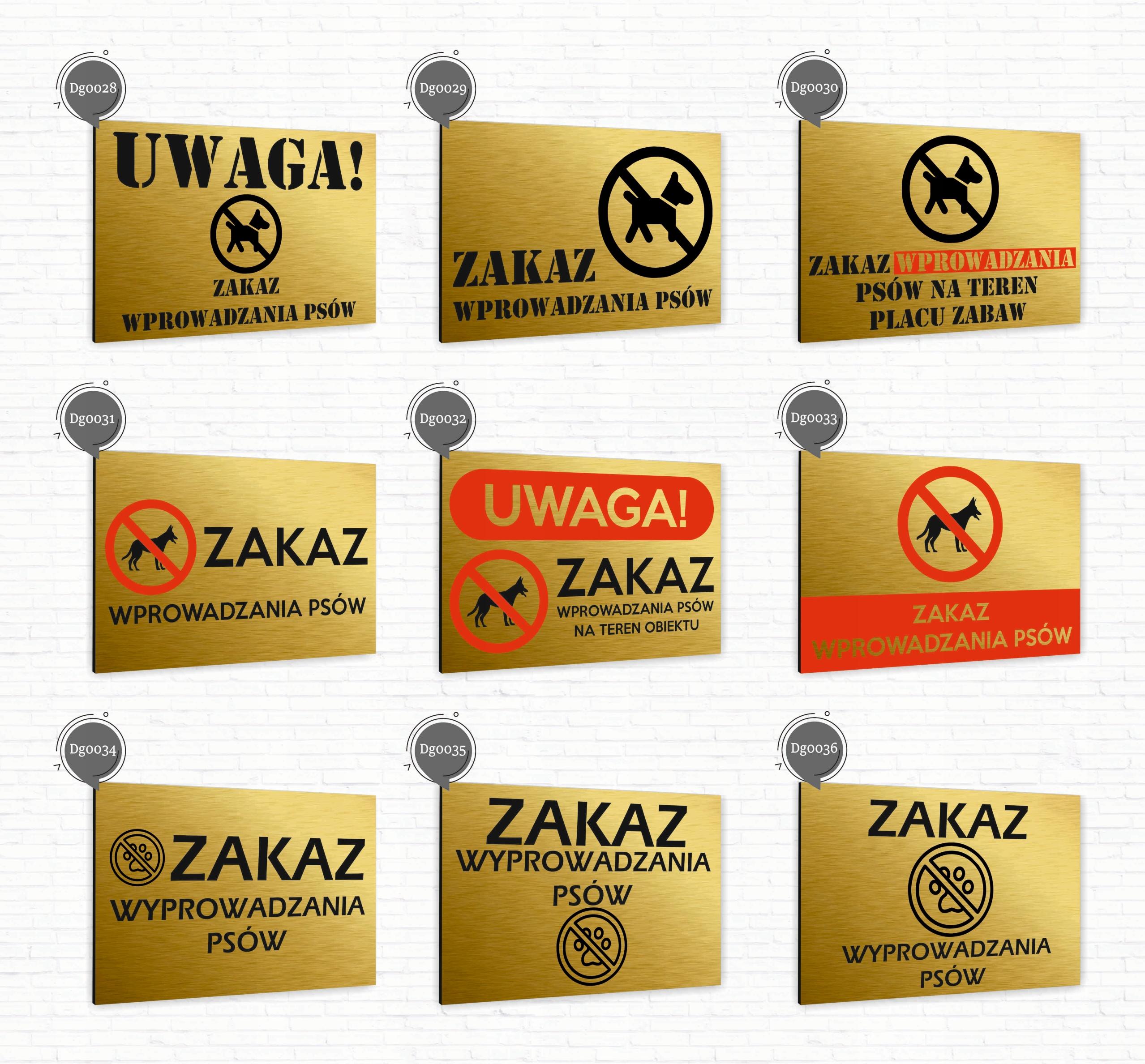 Tabliczka znak informacyjny 20x15 Złota ZAKAZ WSTĘPU Nierdzewna NADRUK UV